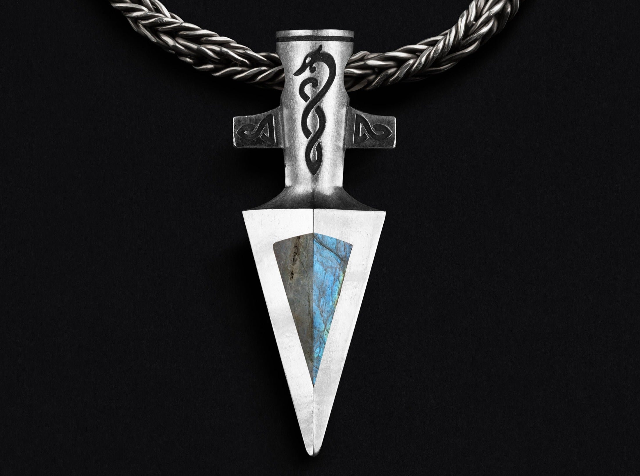 Large Gungnir pendant with labradorite
