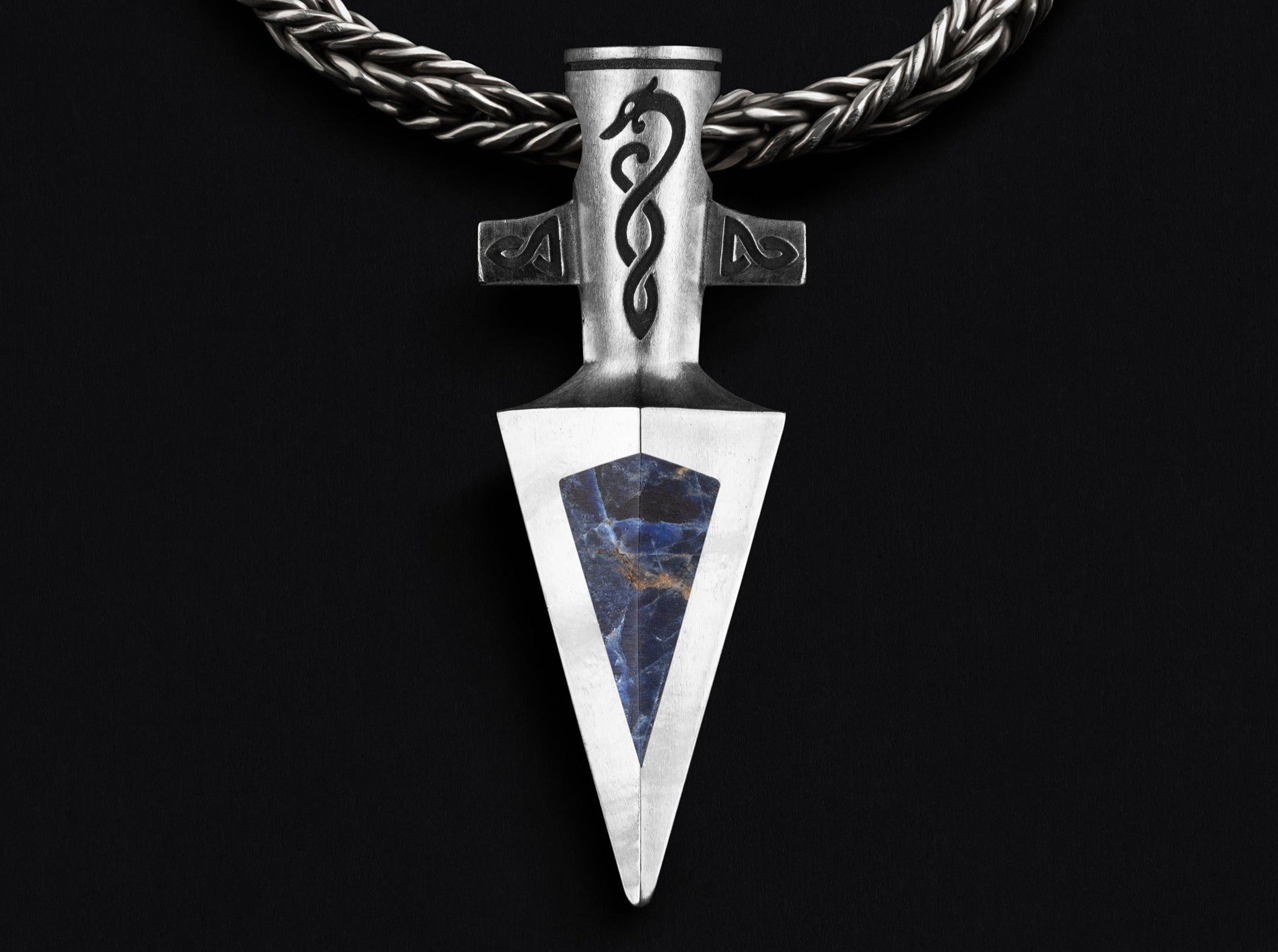 silver Gungnir with blue sodalite