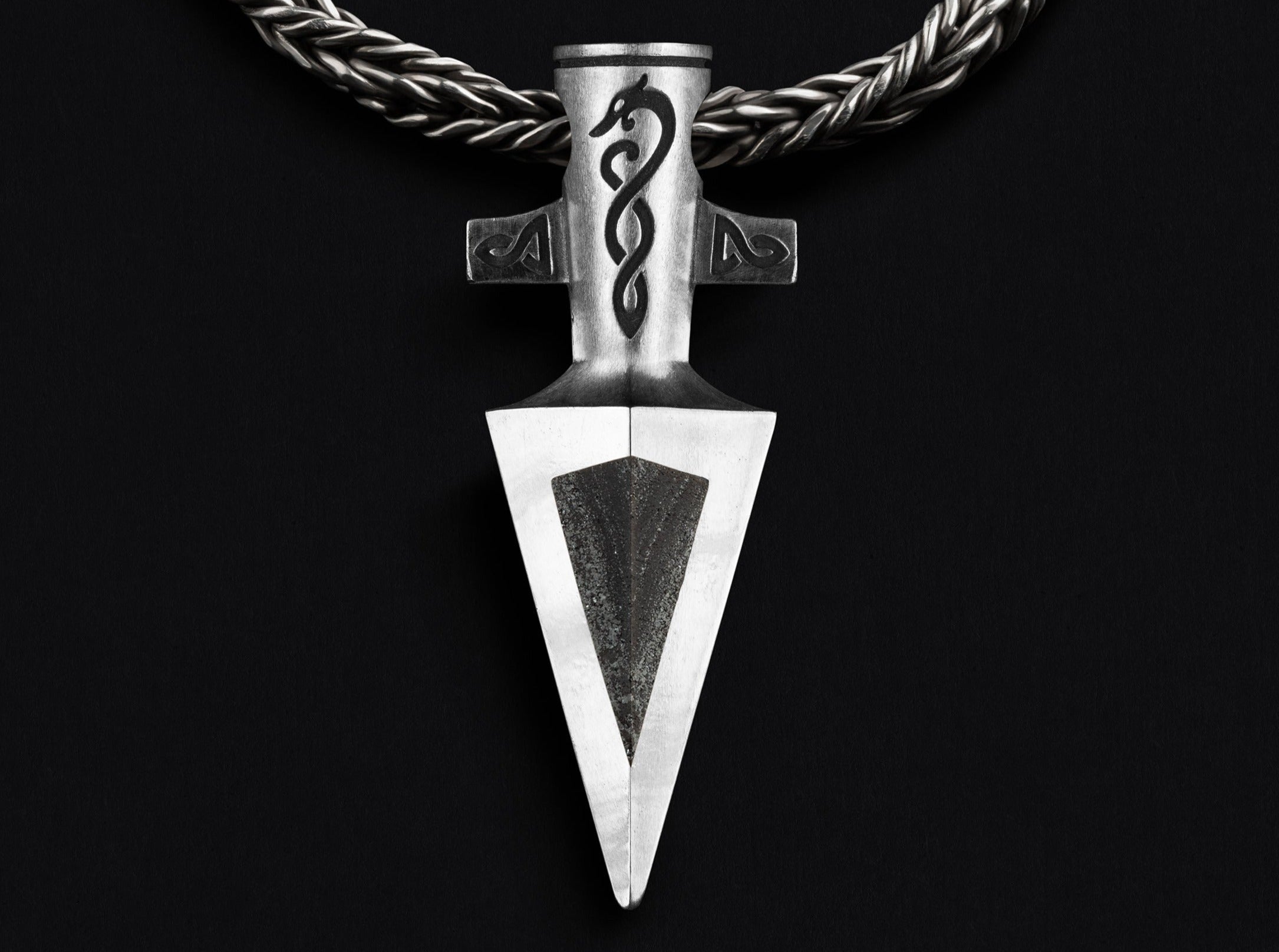 Silver Spear of Odin with specular hematite
