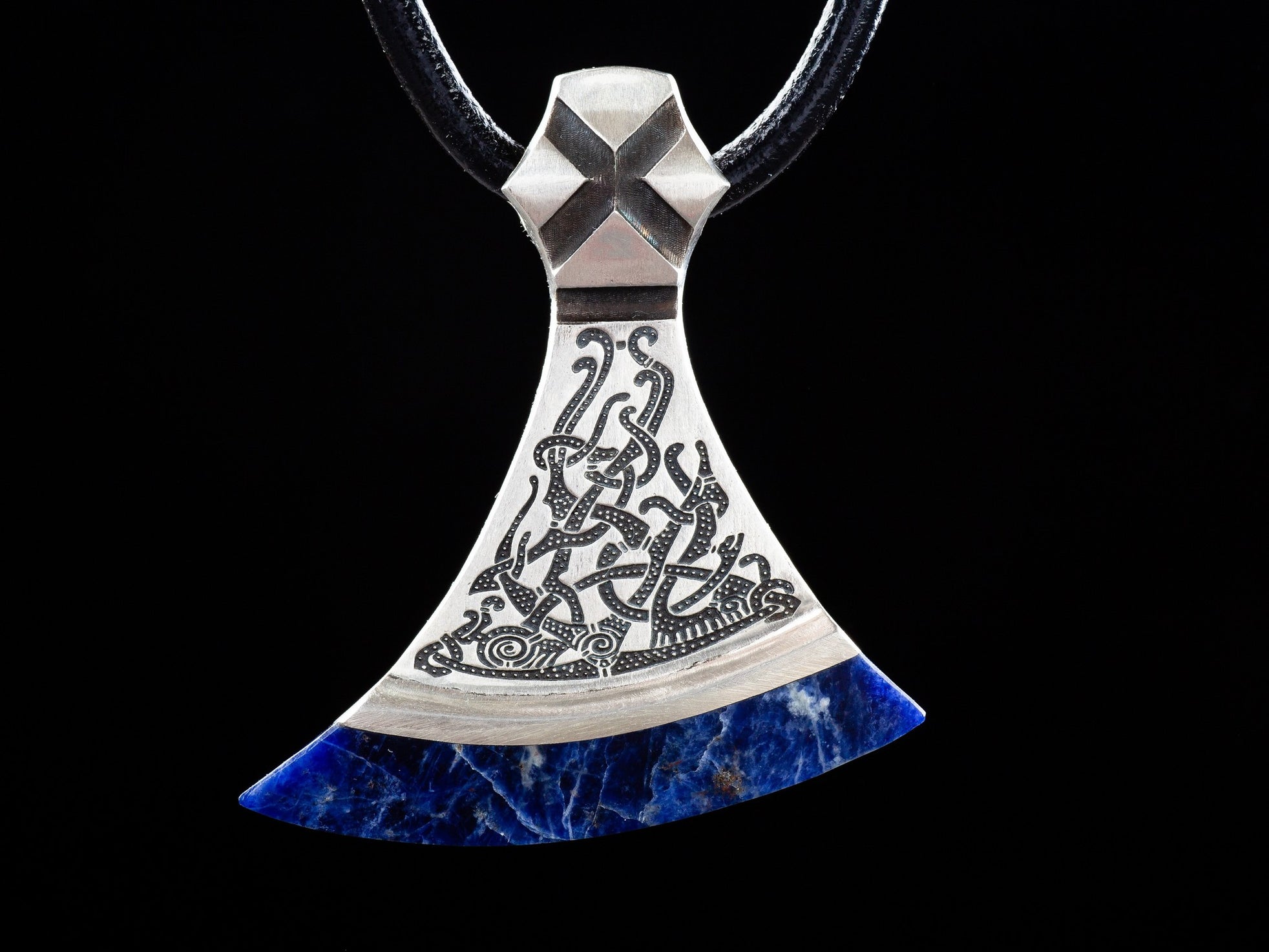 leaf ornament of a silver axe