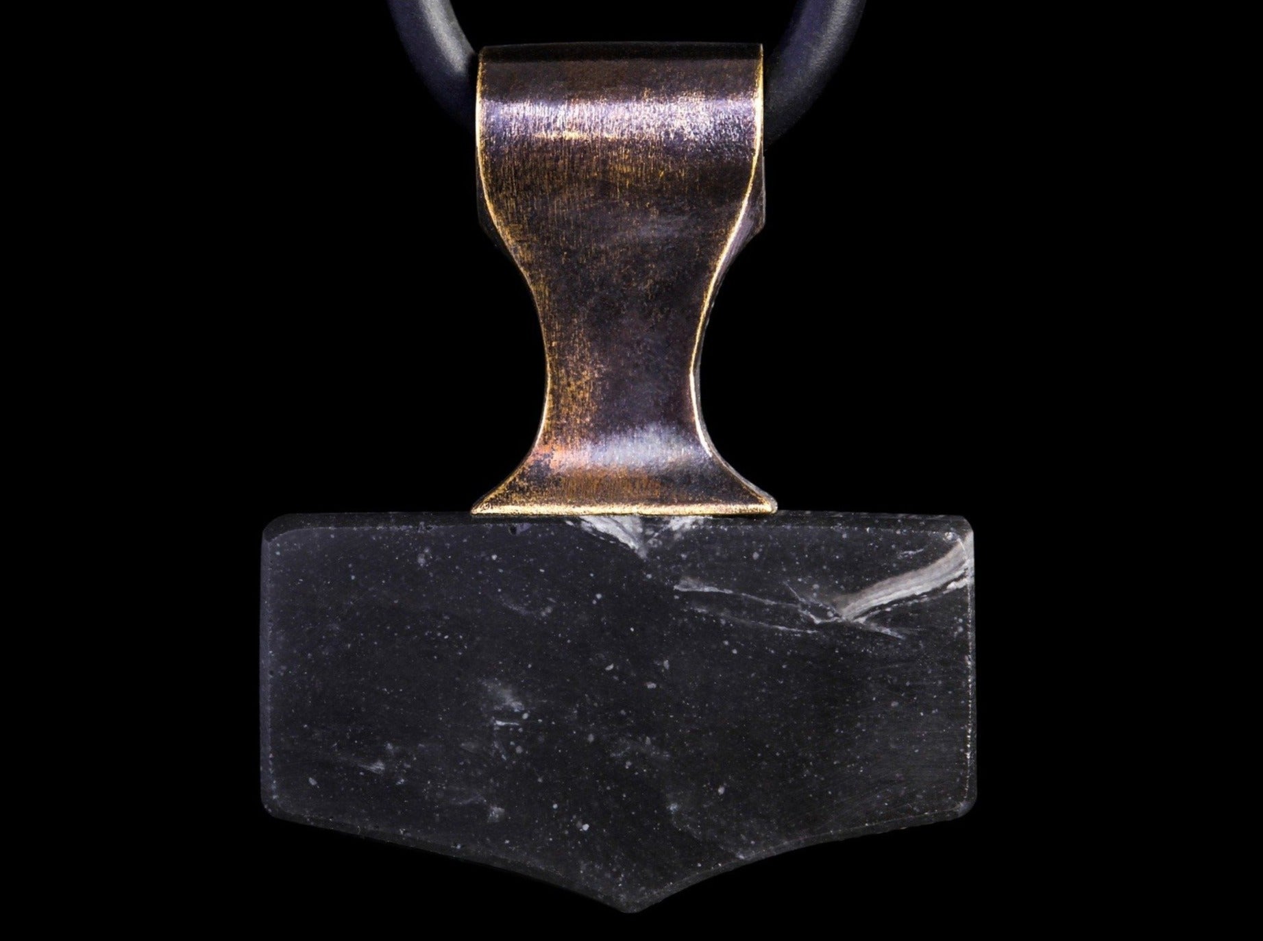 black hammer necklace: bronze and obsidian