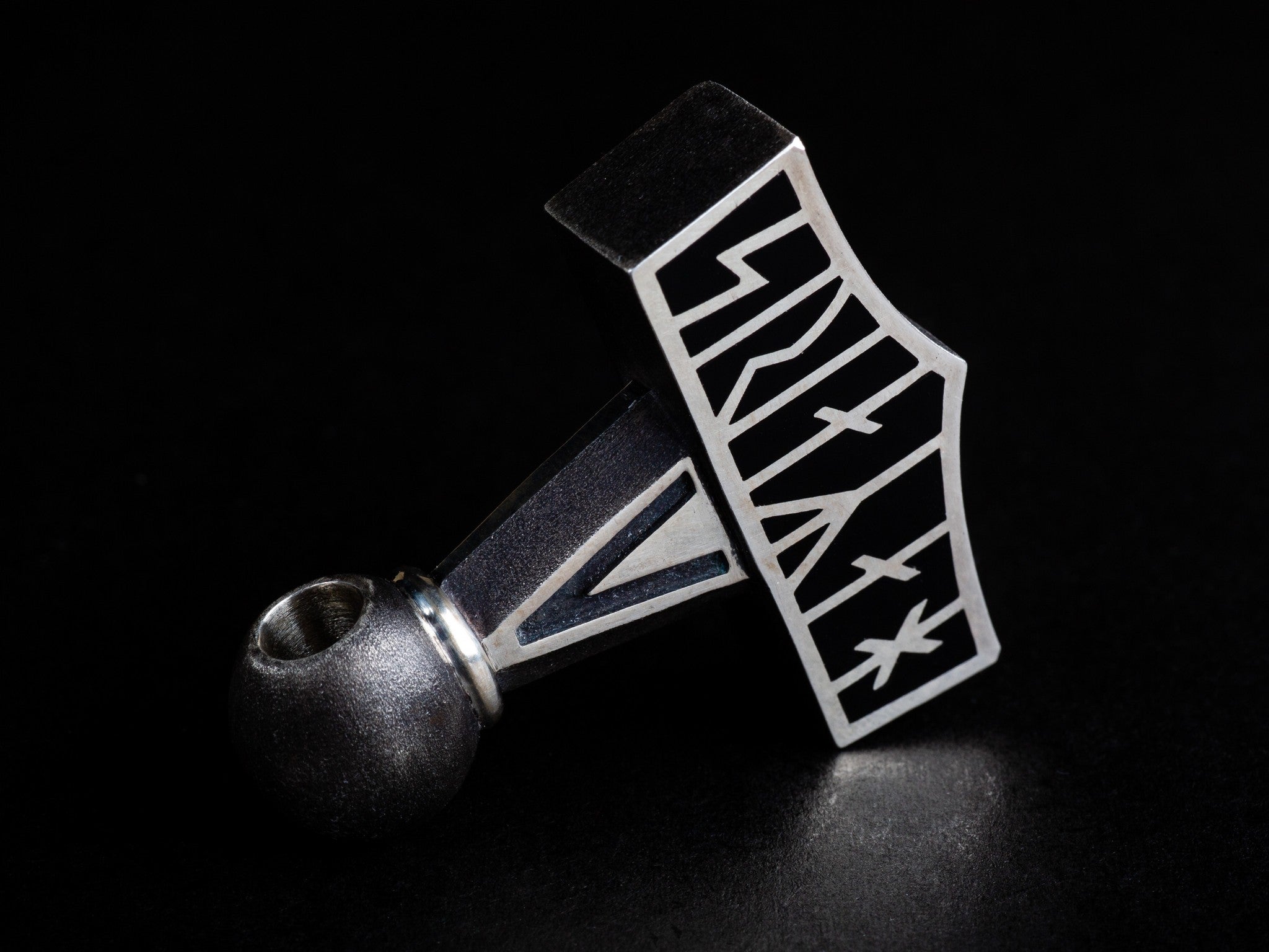 Replica Thor's Hammer Amulet with Black Onyx Runes