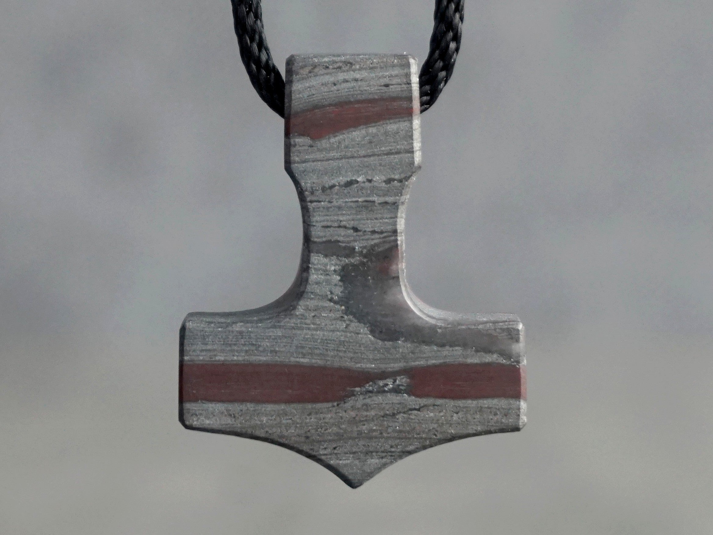 carved hematite Thor's hammer amulet