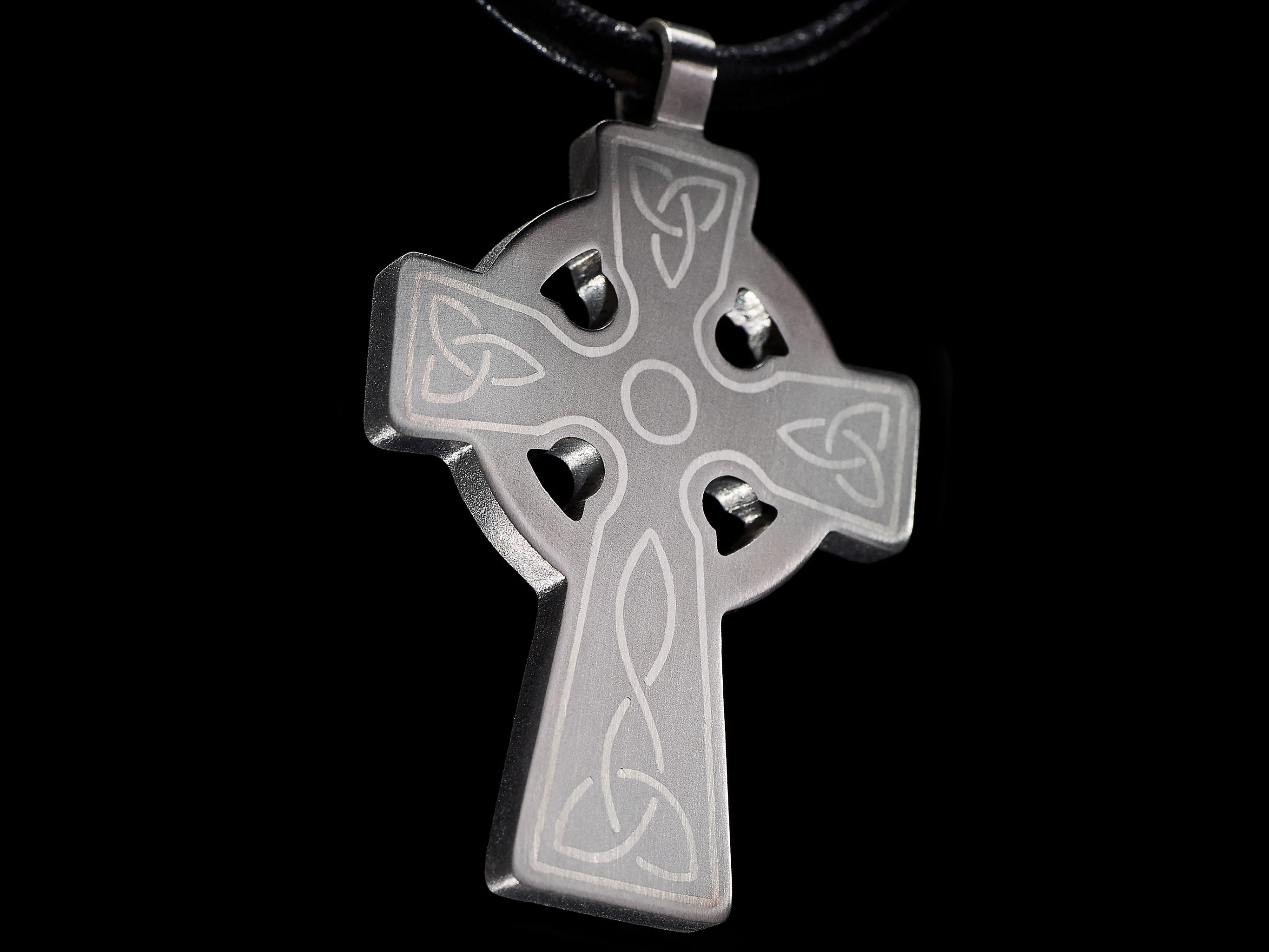Titanium Celtic cross with brass and copper inlay. Cross pendant for men. Unique gifts. Inlaid arts crafts