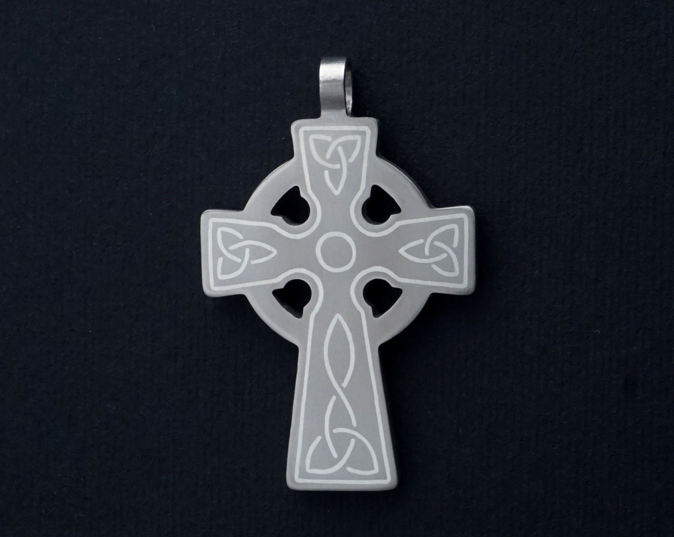 Titanium Celtic cross with metal inlay. Cross pendant for men. Unique gifts. Inlaid arts crafts