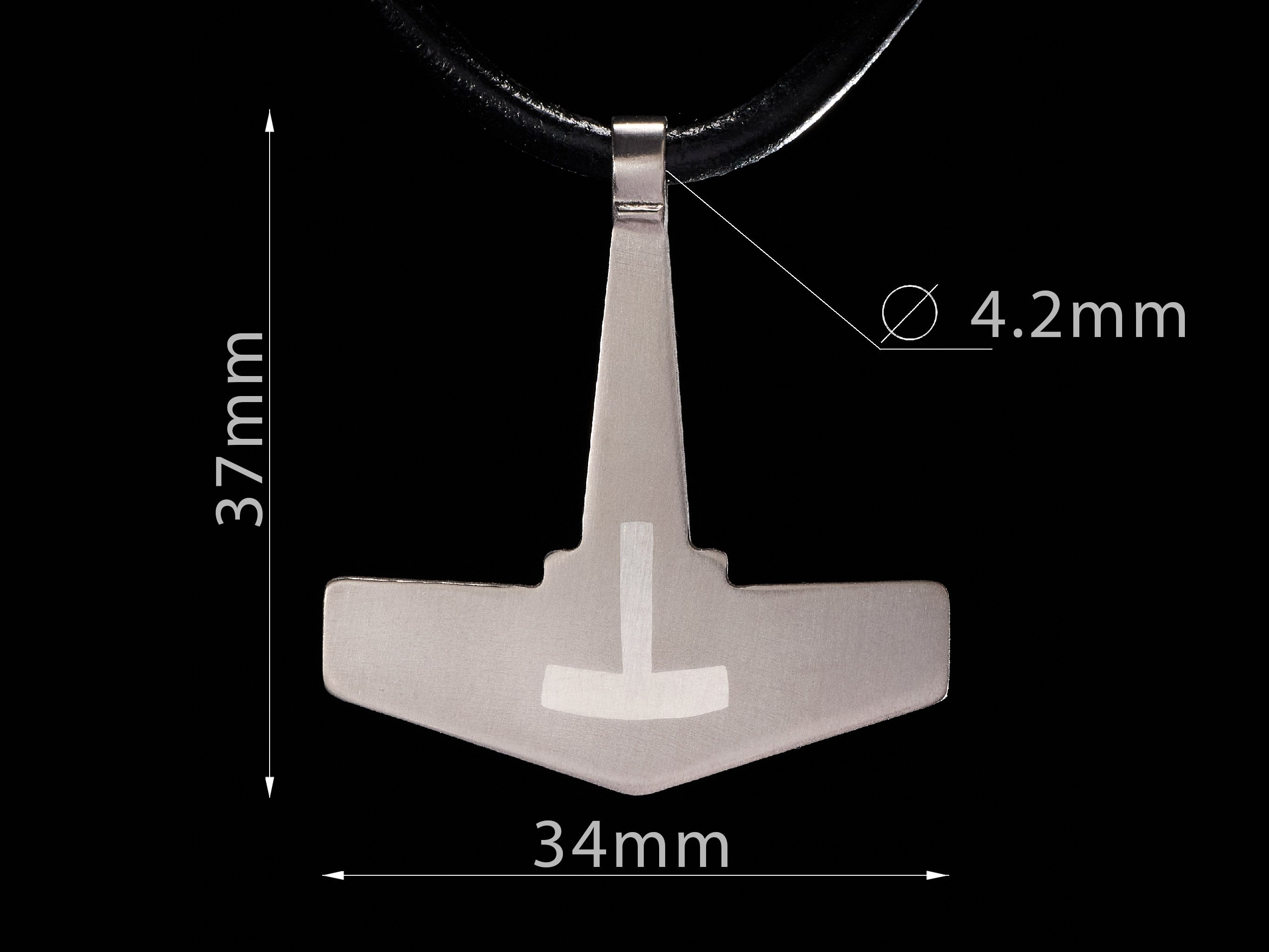 Yachur Titanium Mjolnir Pendant – Silver Inlay Thor’s Hammer Necklace – Viking Norse Jewelry
