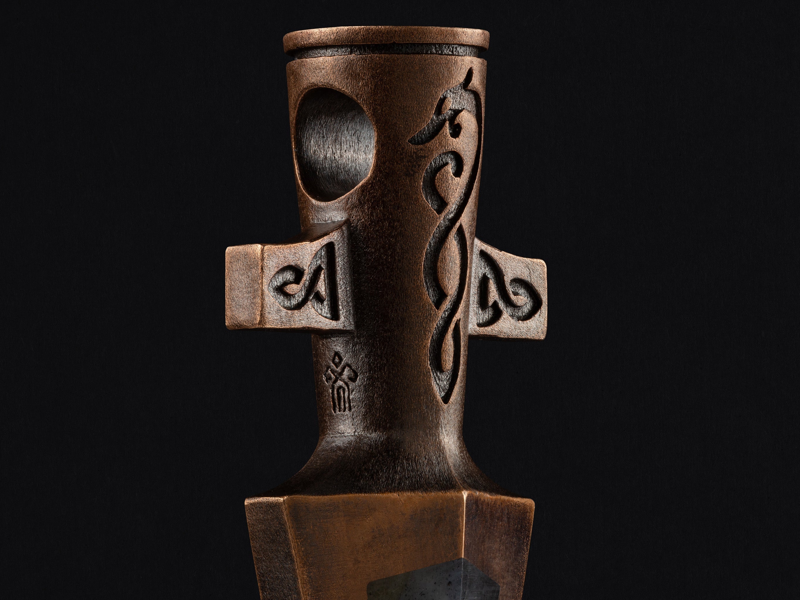 Hand-carved labradorite Gungnir pendant. Large Spear of Odin