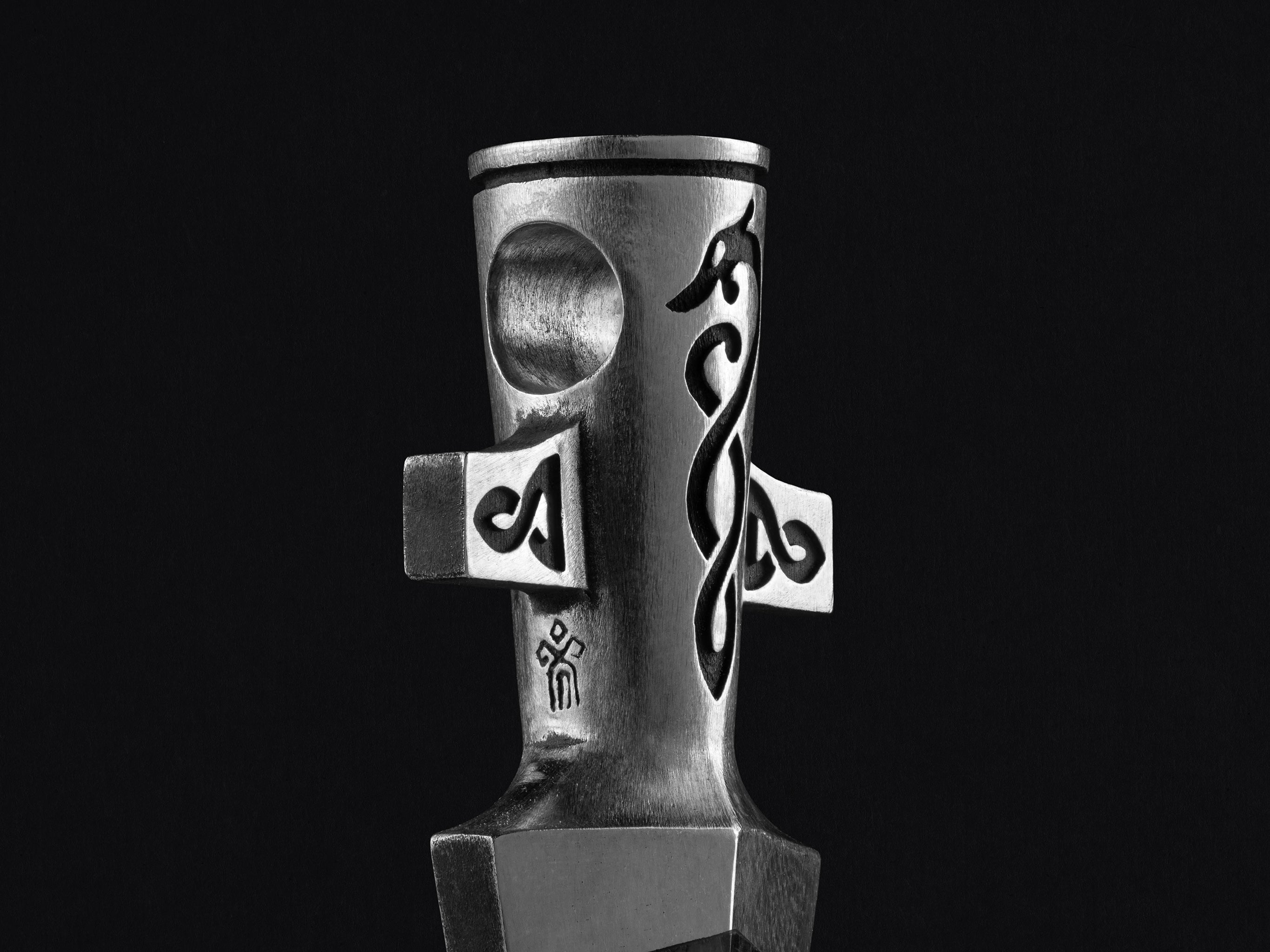 Hand-carved obsidian Gungnir pendant. Large Spear of Odin