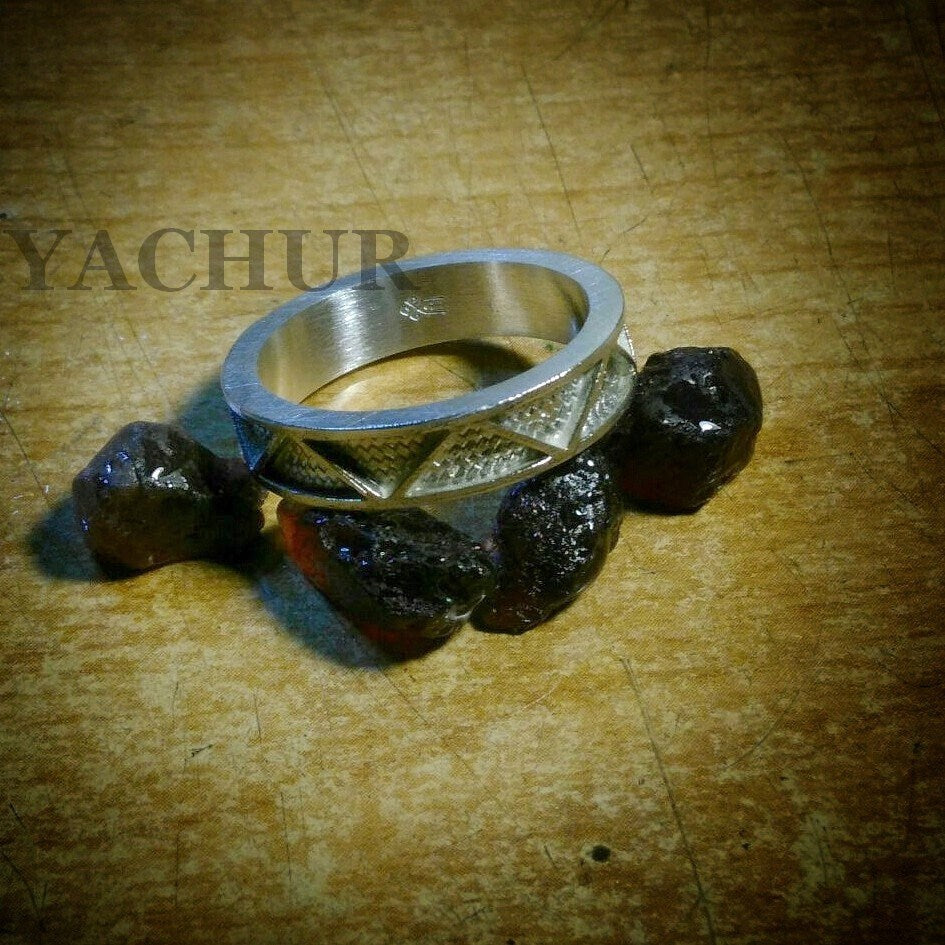 Corundum Cloisonné Sterling Silver Band Ring