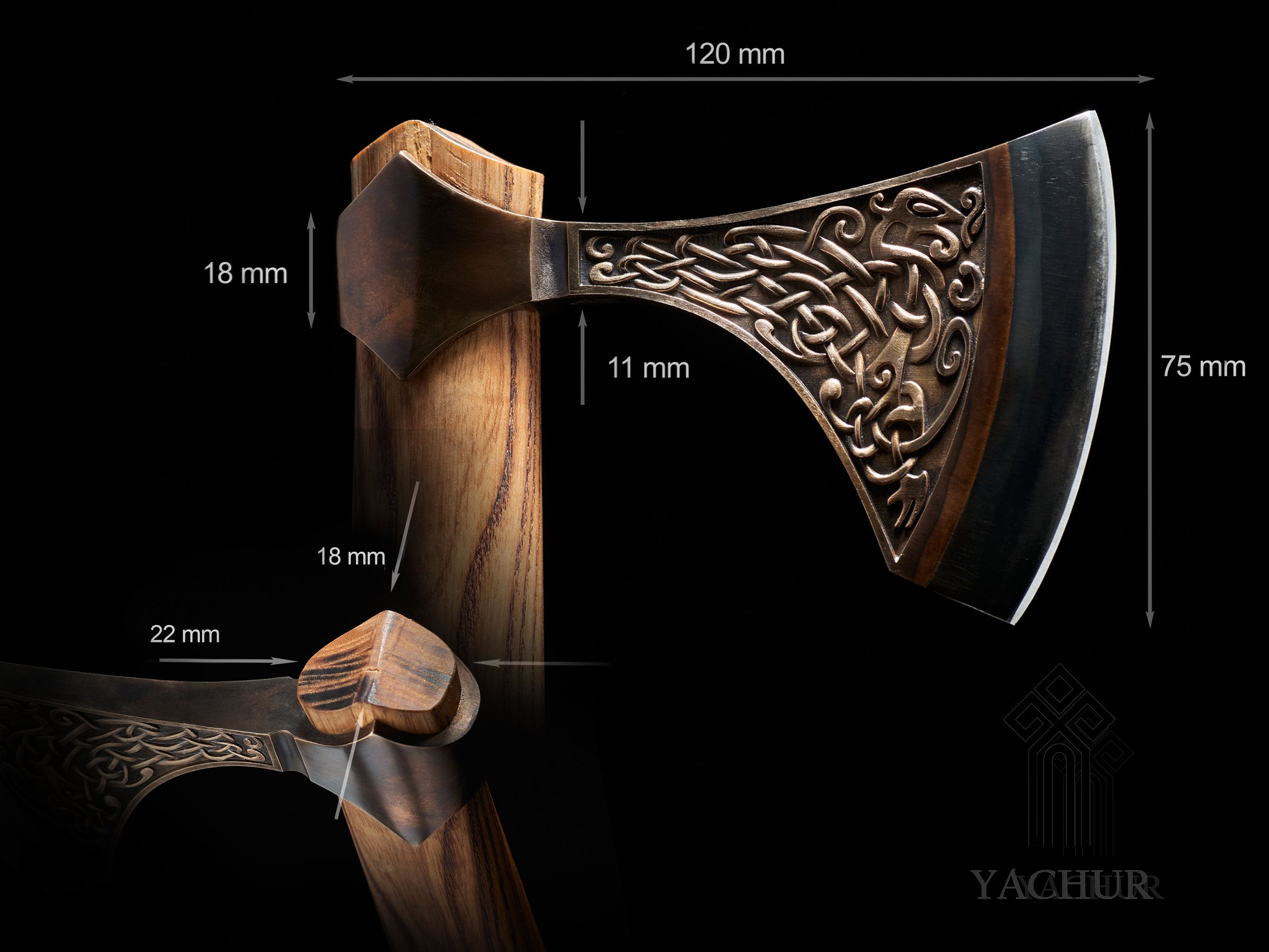 Premium collectible Norse inspired artisan axe with Urnes ornamentation