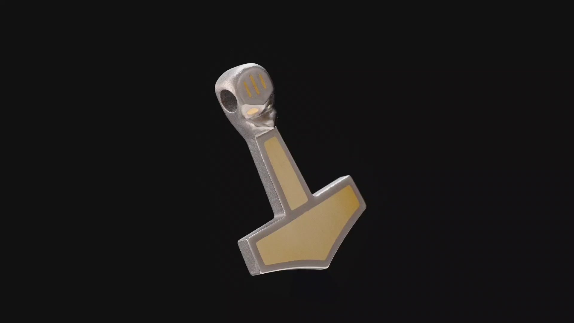 Titanium Mjolnir pendant handmade with brass inlay, Viking Thor’s Hammer inspired by the original from the National Museum of Denmark