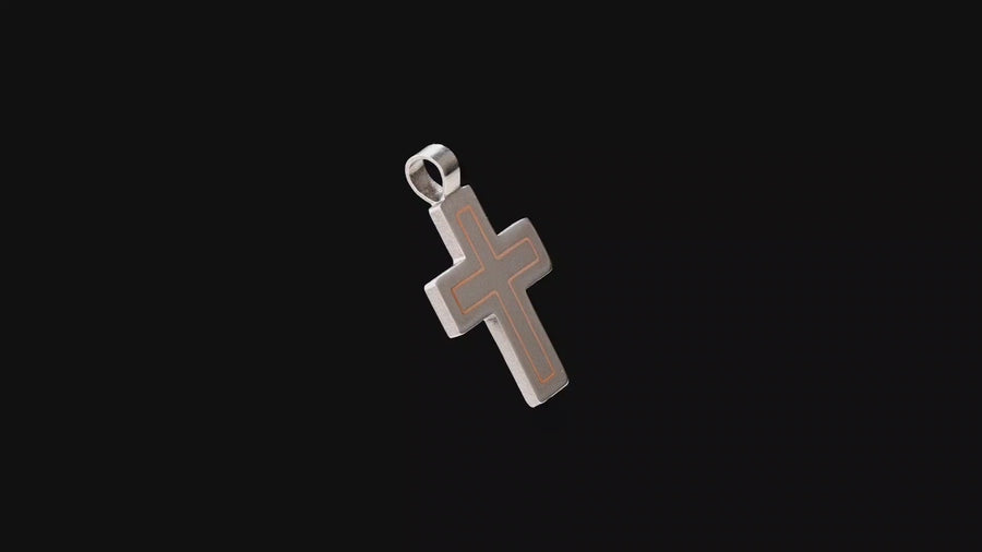 handmade titanium cross pendant with silver brass and copper inlay options minimalist jewelry Yachur