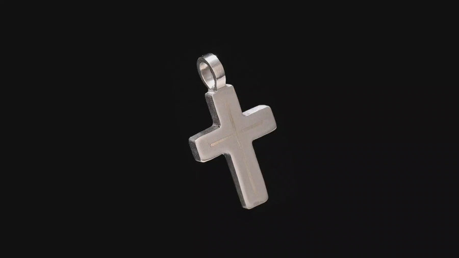 Handmade small titanium cross pendant with silver brass and copper inlay options minimalist cross jewelry by Yachur
