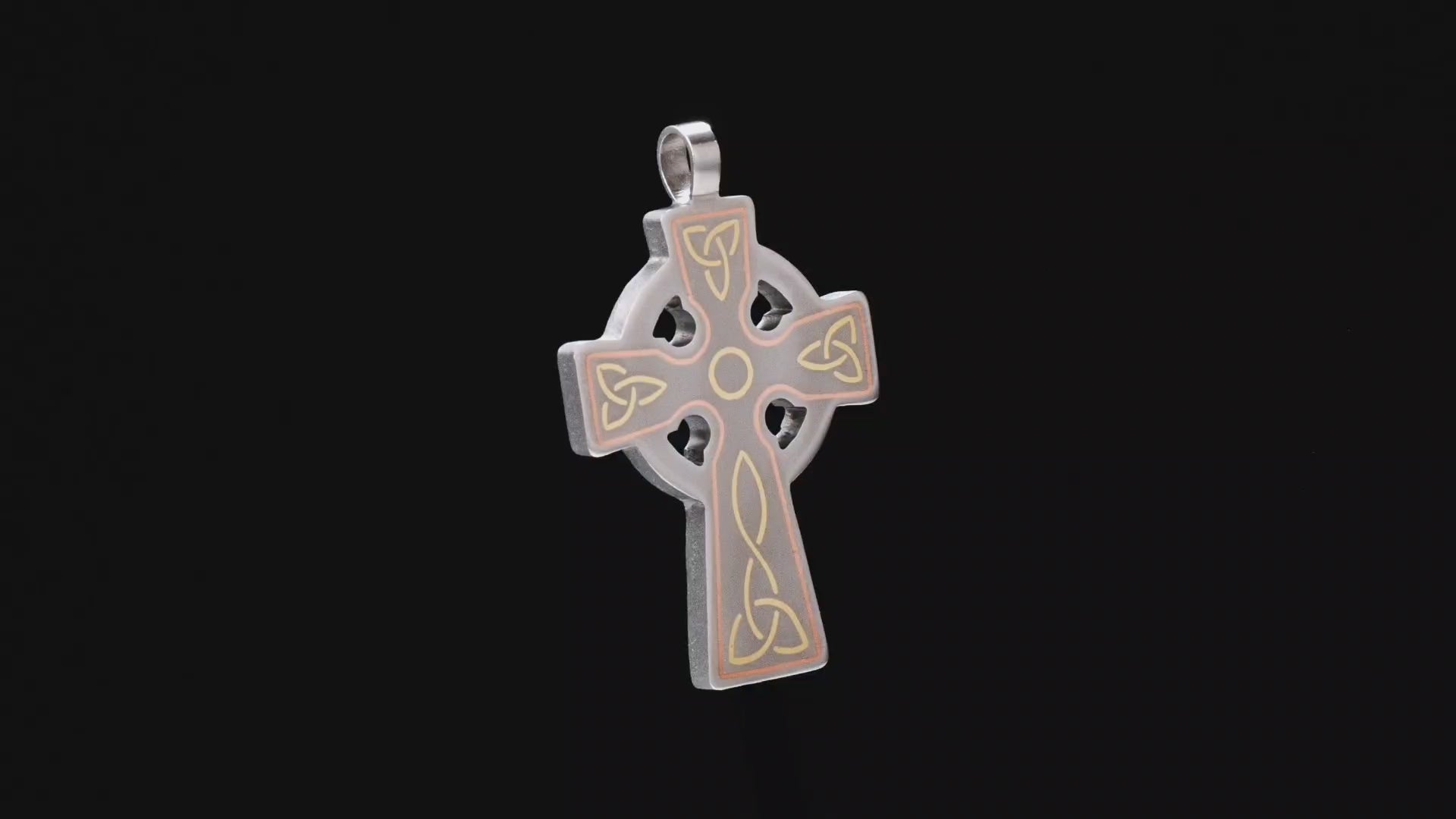 titanium celtic cross pendant handmade with metal inlay by Yachur