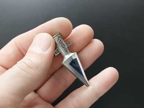 CAVERN MARKET ハングル Hand-carved sodalite Gungnir pendant. Large Spear of Odin – Yachur