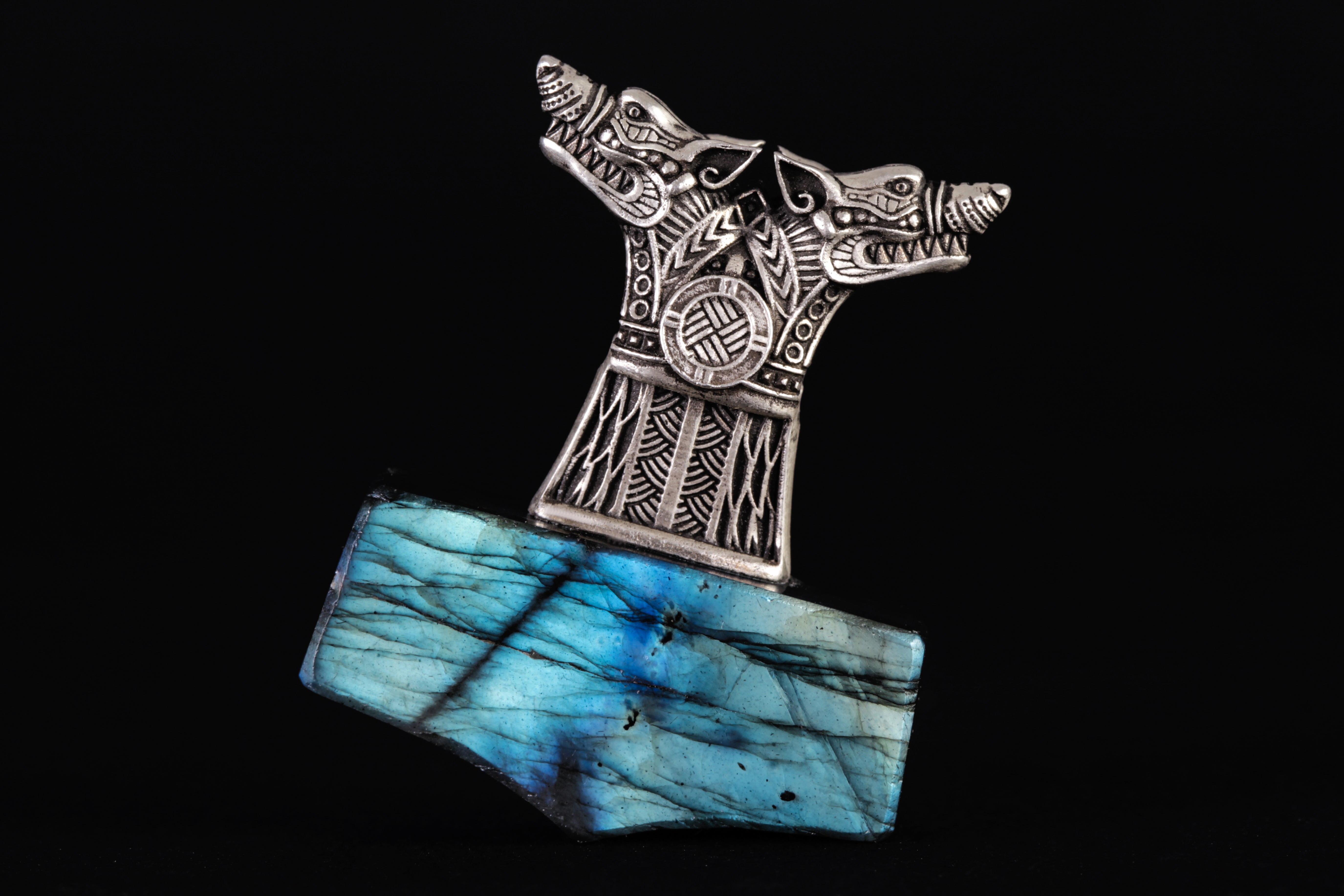 Custom Order for VT: Wolf Mjolnir with Labradorite