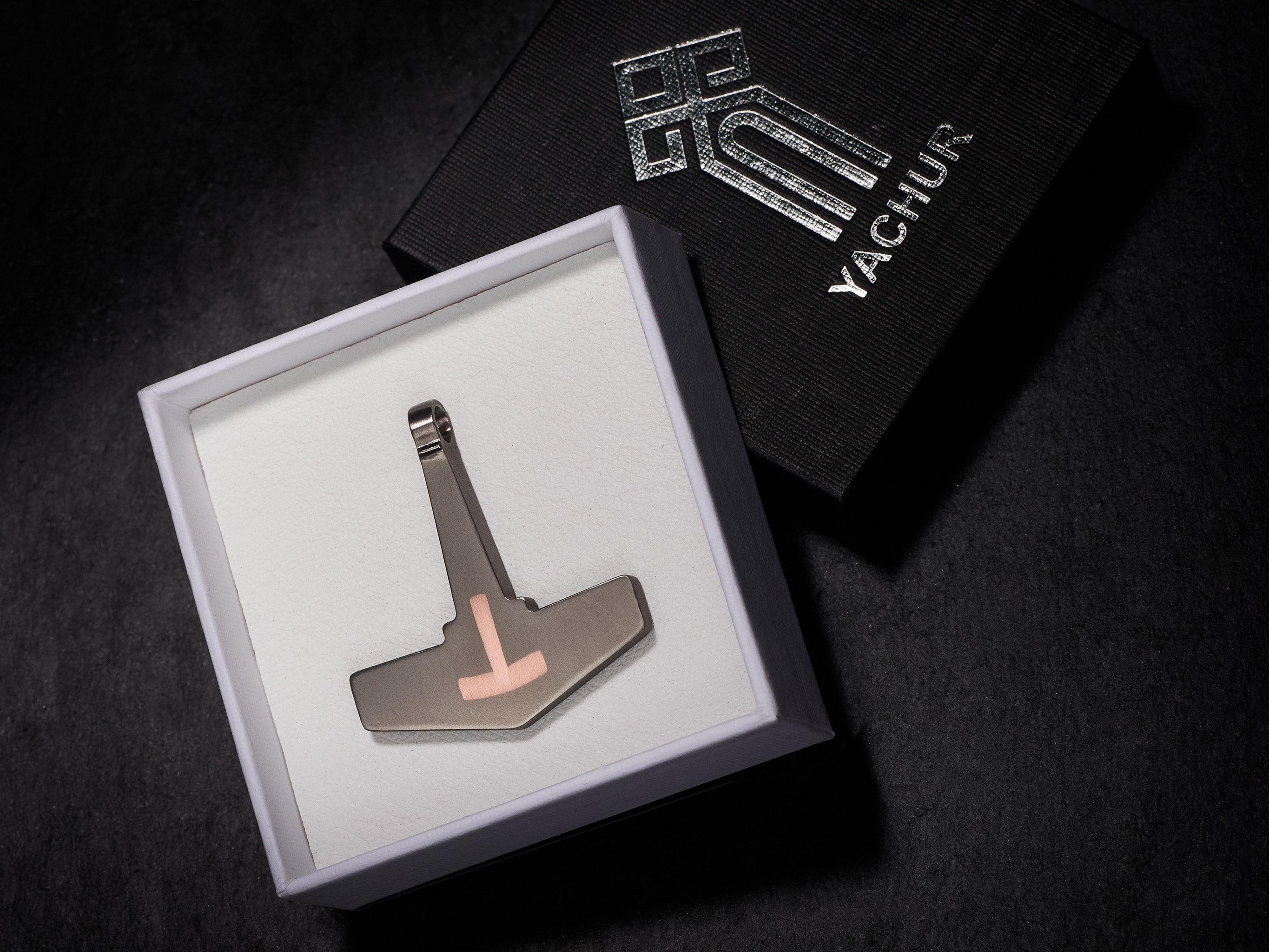 Yachur Titanium Mjolnir Pendant – Copper Inlay Thor’s Hammer – Viking Necklace Norse Jewelry