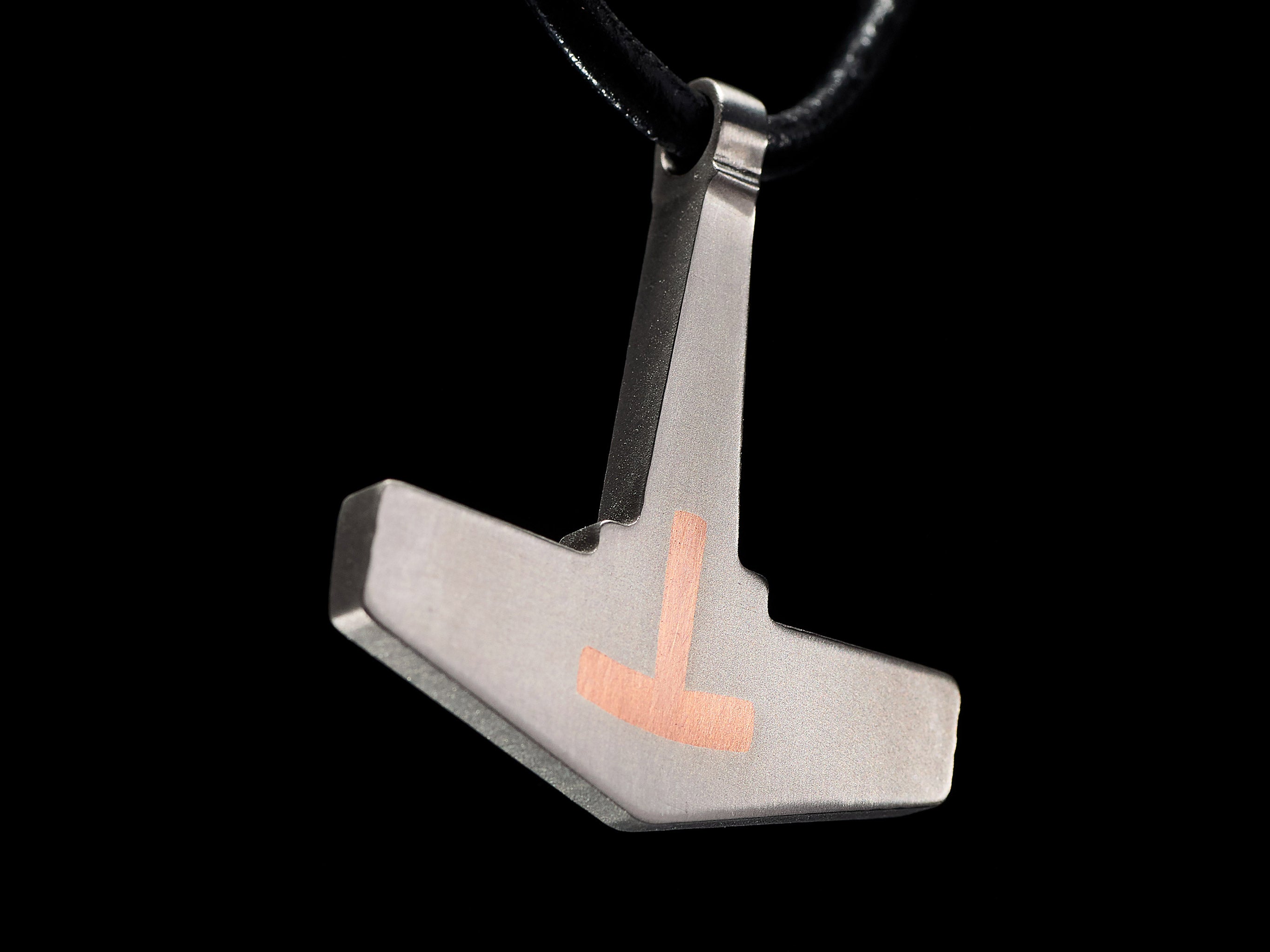 Yachur Titanium Mjolnir Pendant – Silver Inlay Thor’s Hammer Necklace – Viking Norse Jewelry