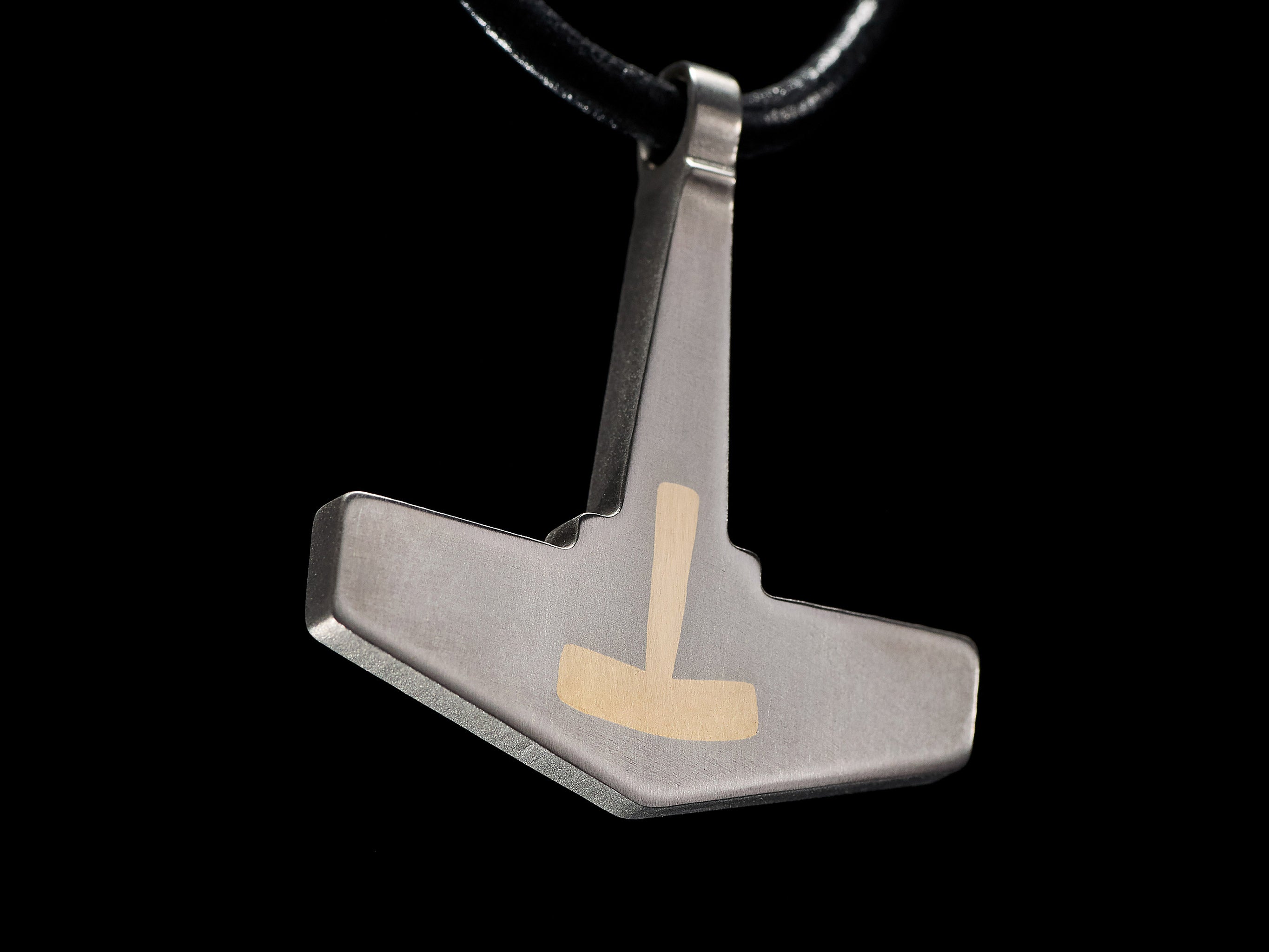 Yachur Titanium Mjolnir Pendant – Silver Inlay Thor’s Hammer Necklace – Viking Norse Jewelry