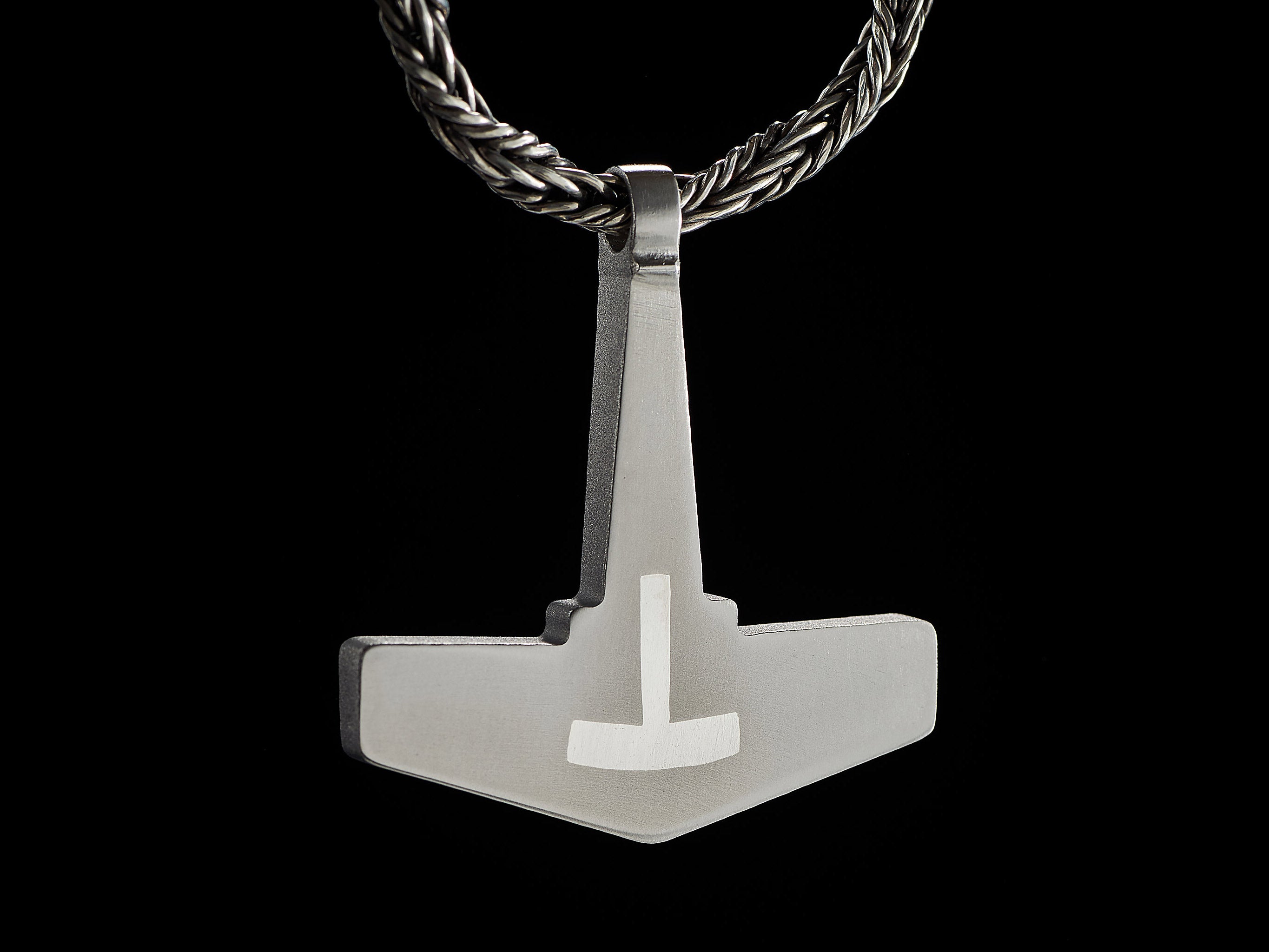 Titanium Thor’s Hammer Mjolnir pendant with metal inlay by Yachur