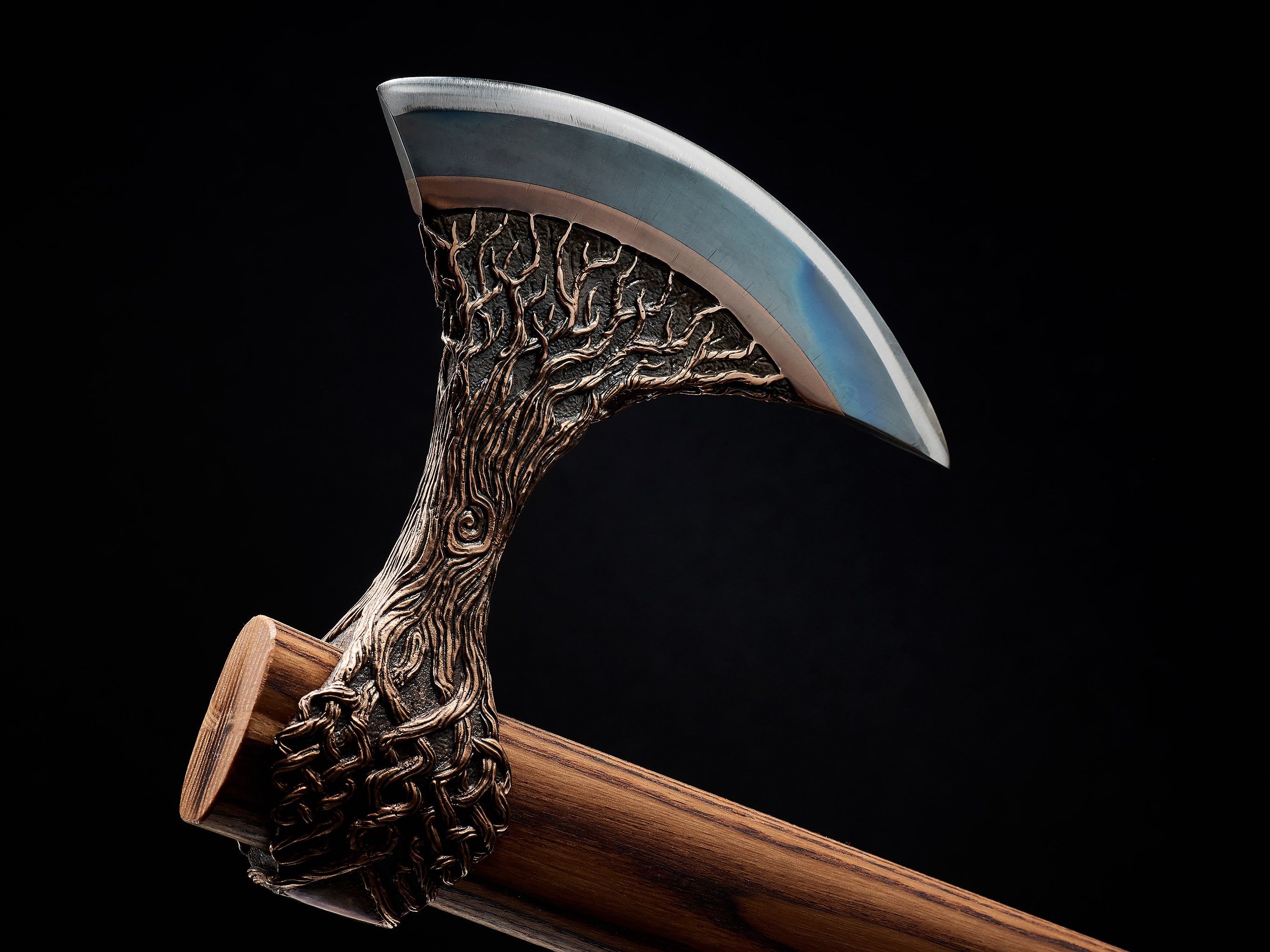 Viking axe with ash wood handle