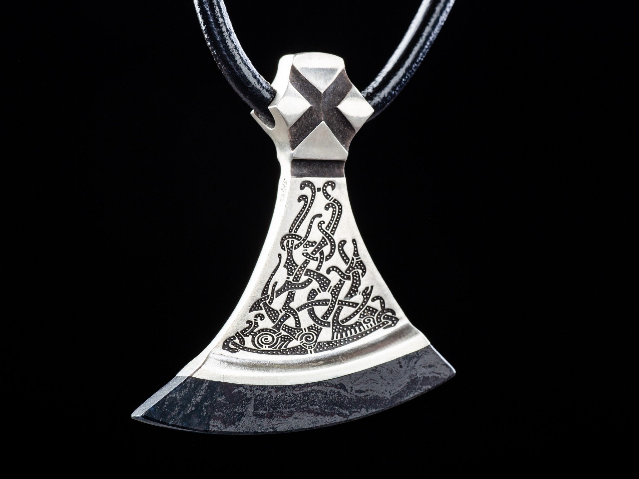Hematite Blade Mammen Style Axe Necklace