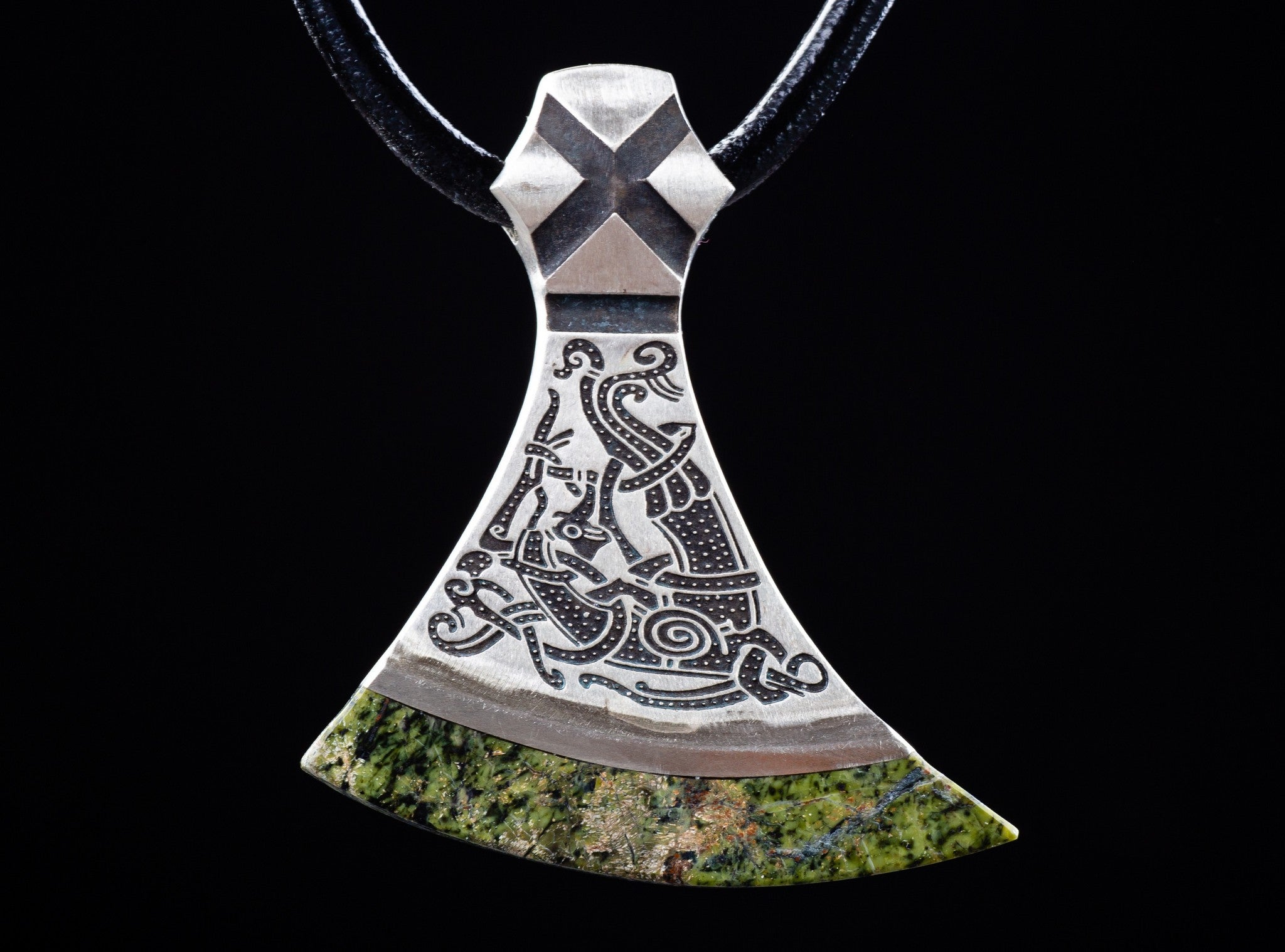Serpentine Blade Mammen Style Axe Necklace