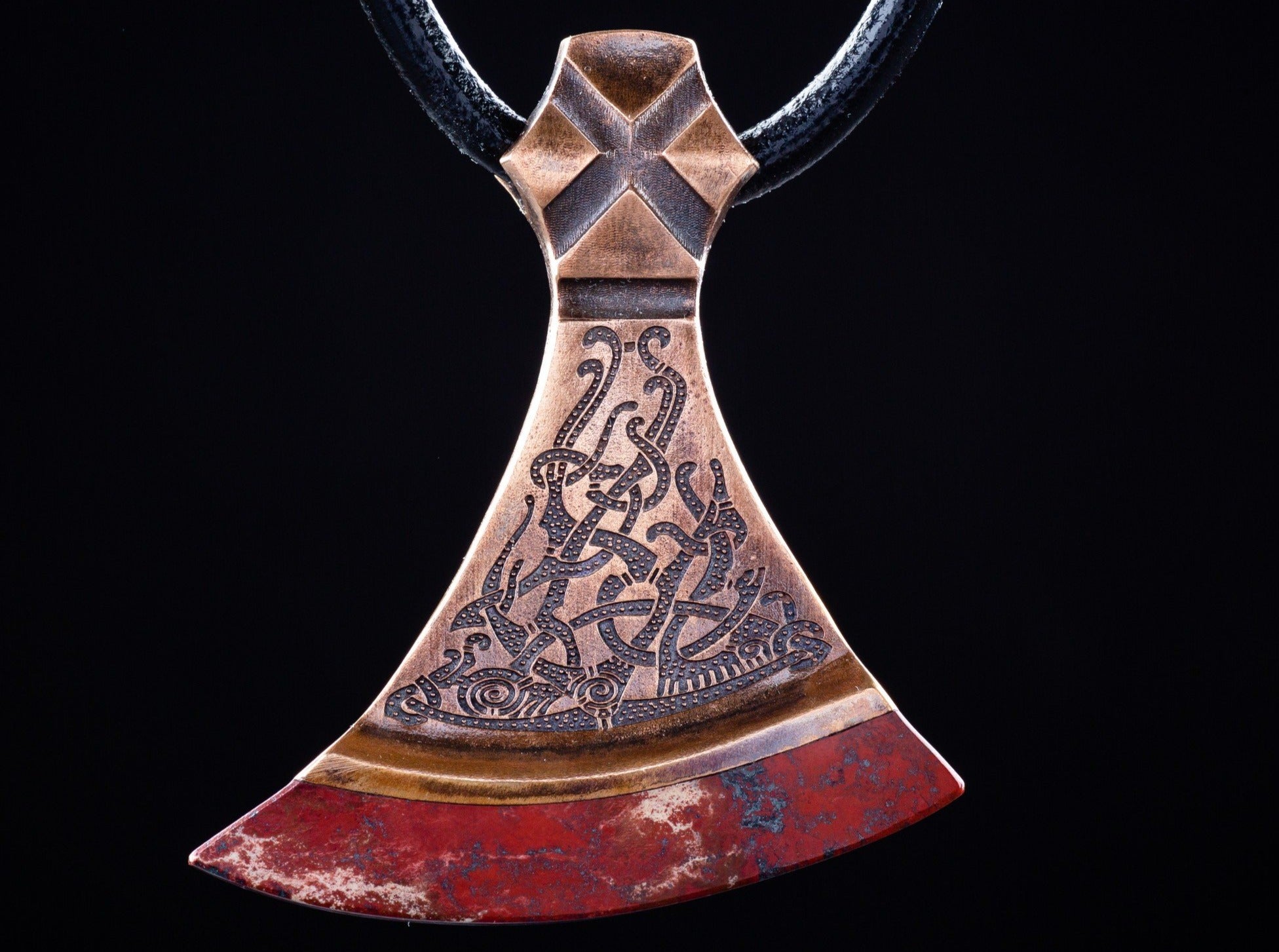 Mammen axe with foliate ornament and red stone blade