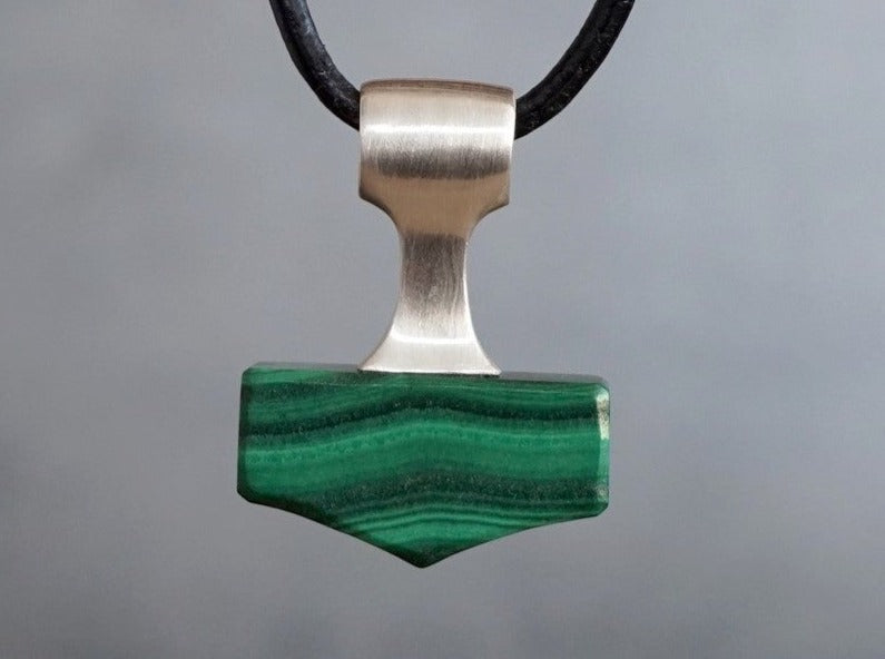 Malachite Mjolnir Necklace (small)