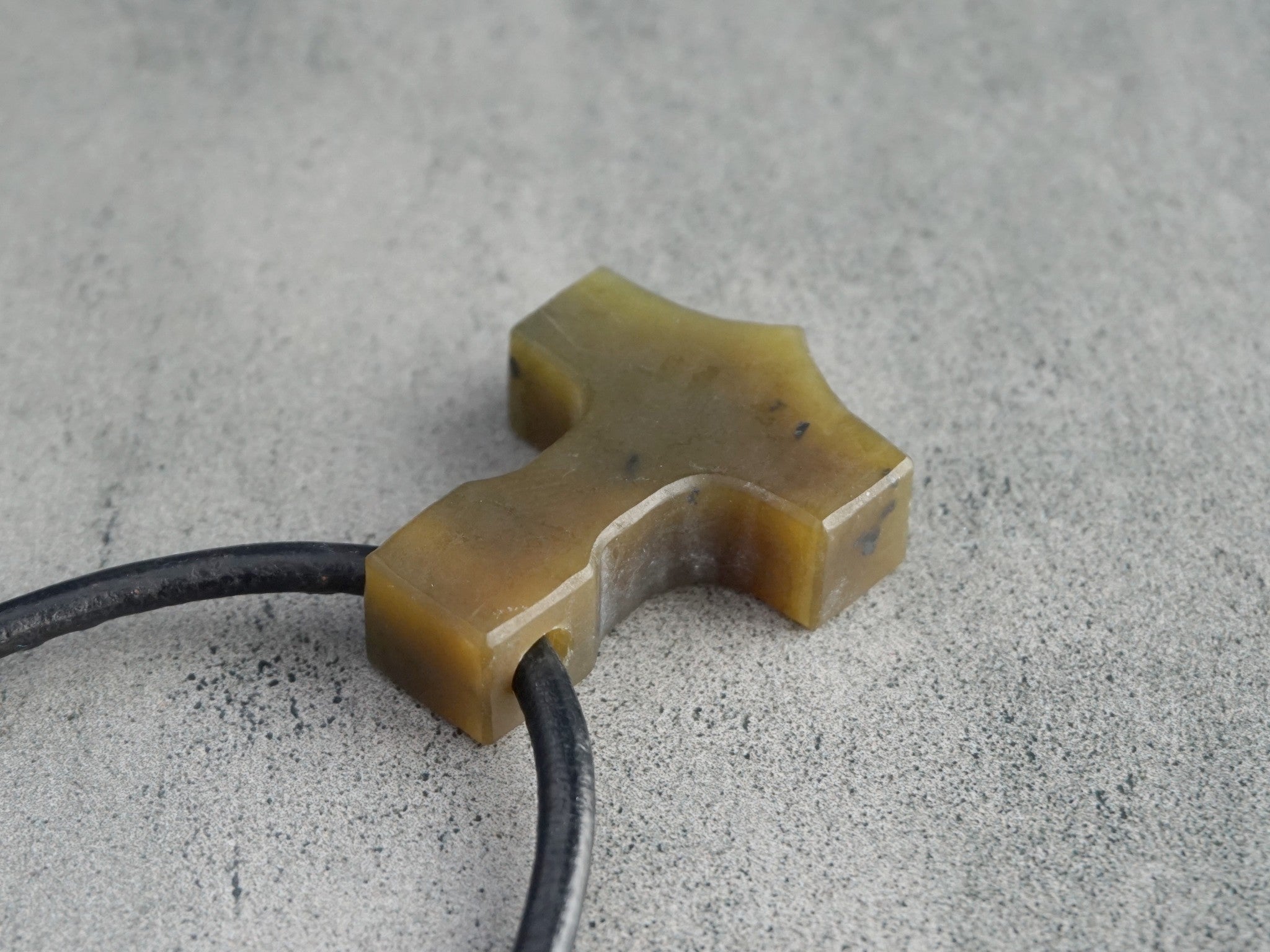 Hand Carved Jade Thor's Hammer Pendant