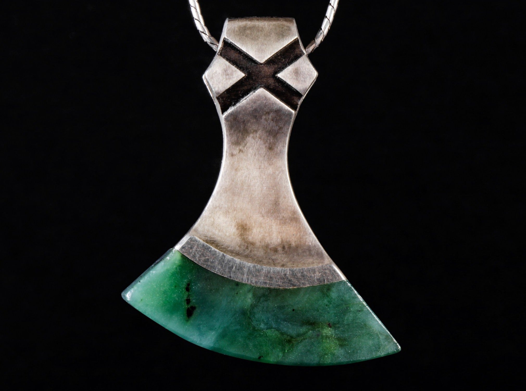 small silver viking axe amulet