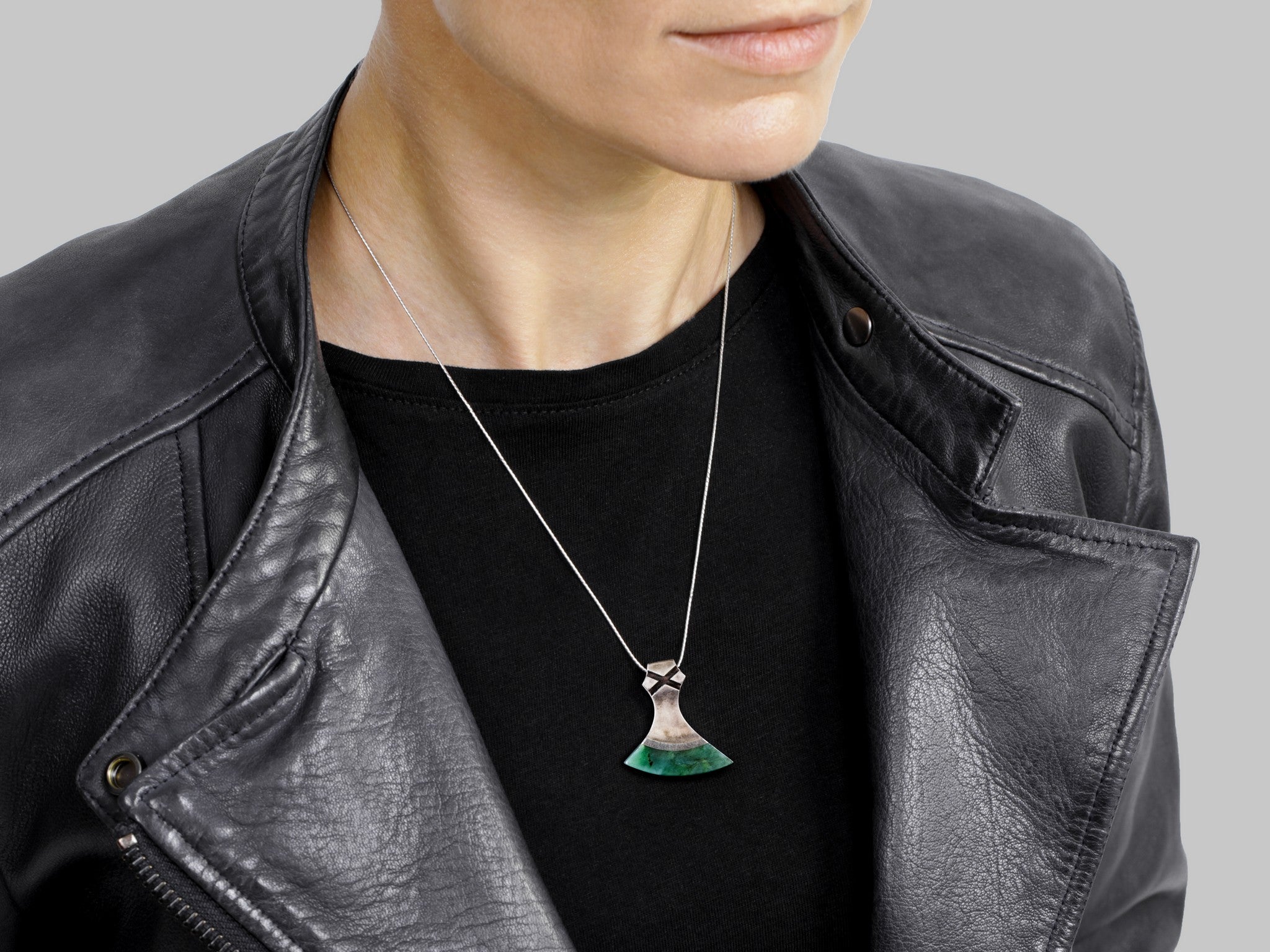Axe Amulet Necklace with Jade Blade
