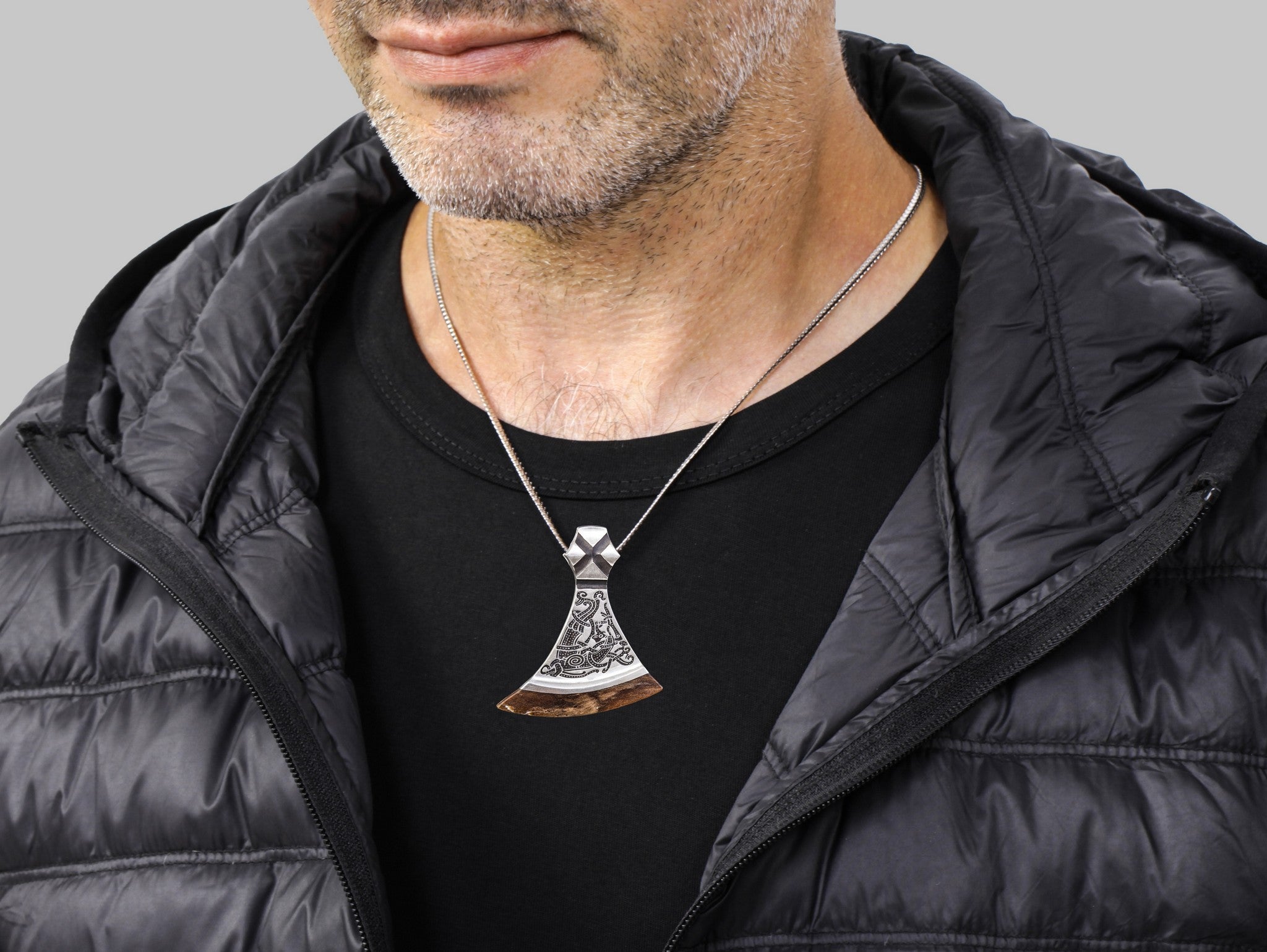 large silver axe pendant