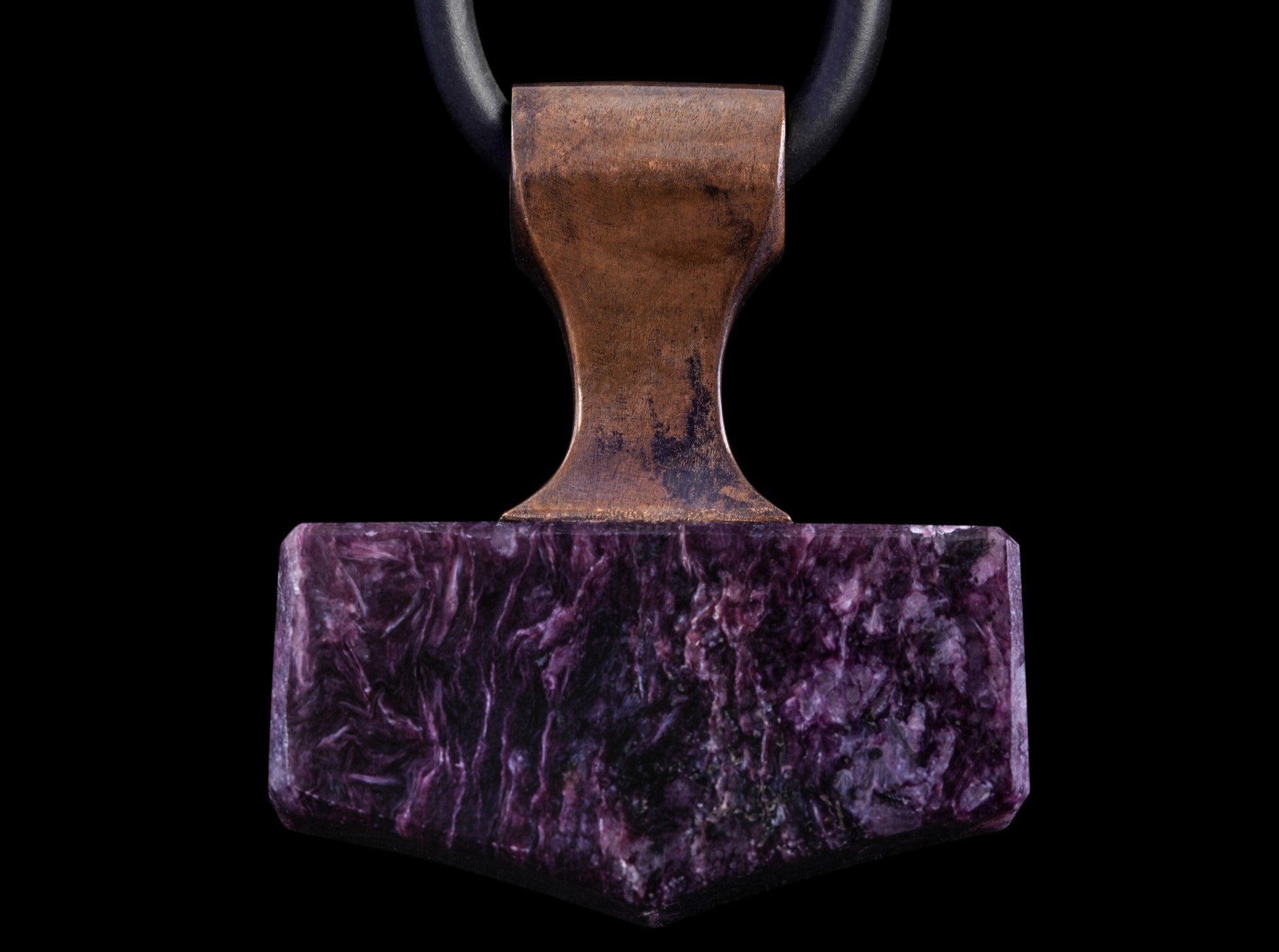 bronze and purple stone hammer necklace