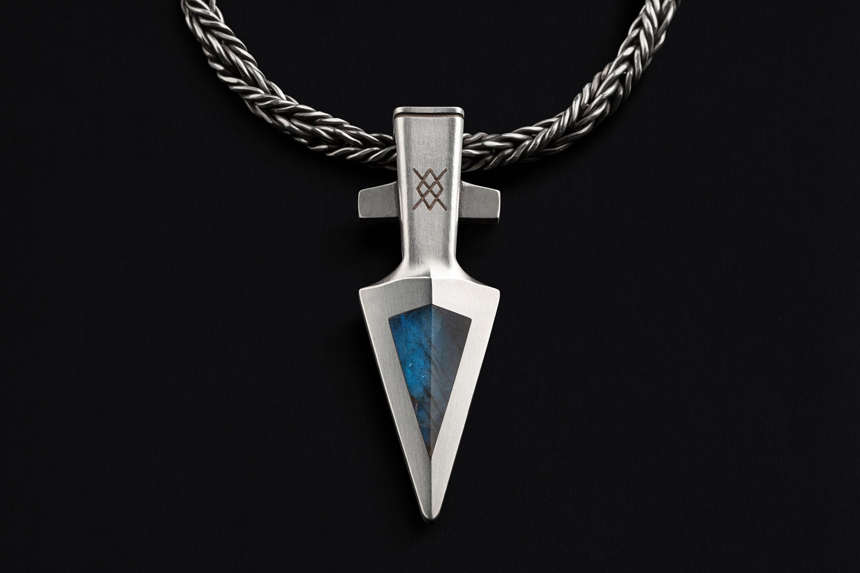 labradorite and silver Spear of Odin pendant
