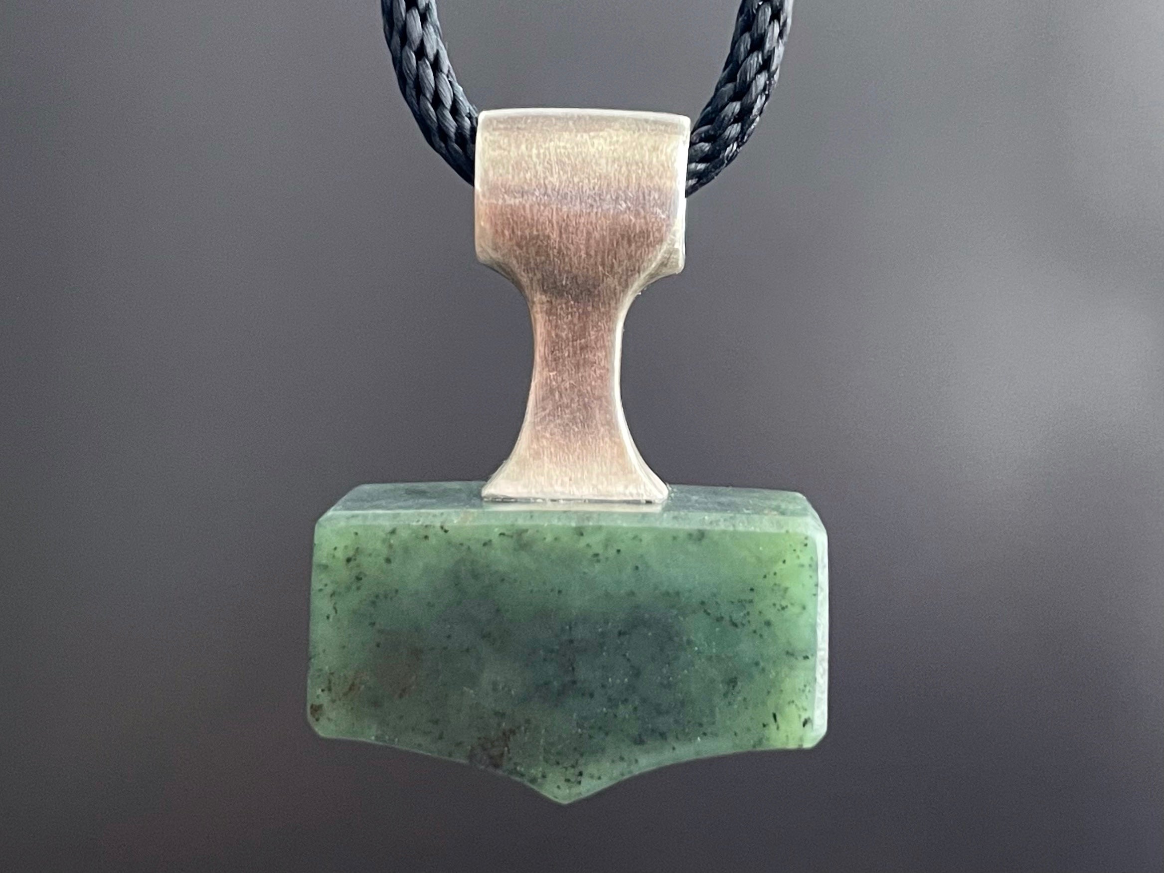 Nephrite Jade Mjolnir Necklace (small)