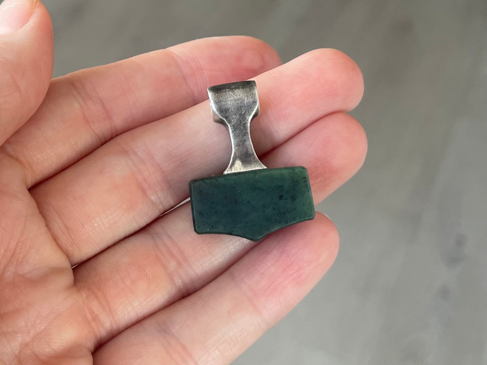 Nephrite Jade Mjolnir Necklace (small)