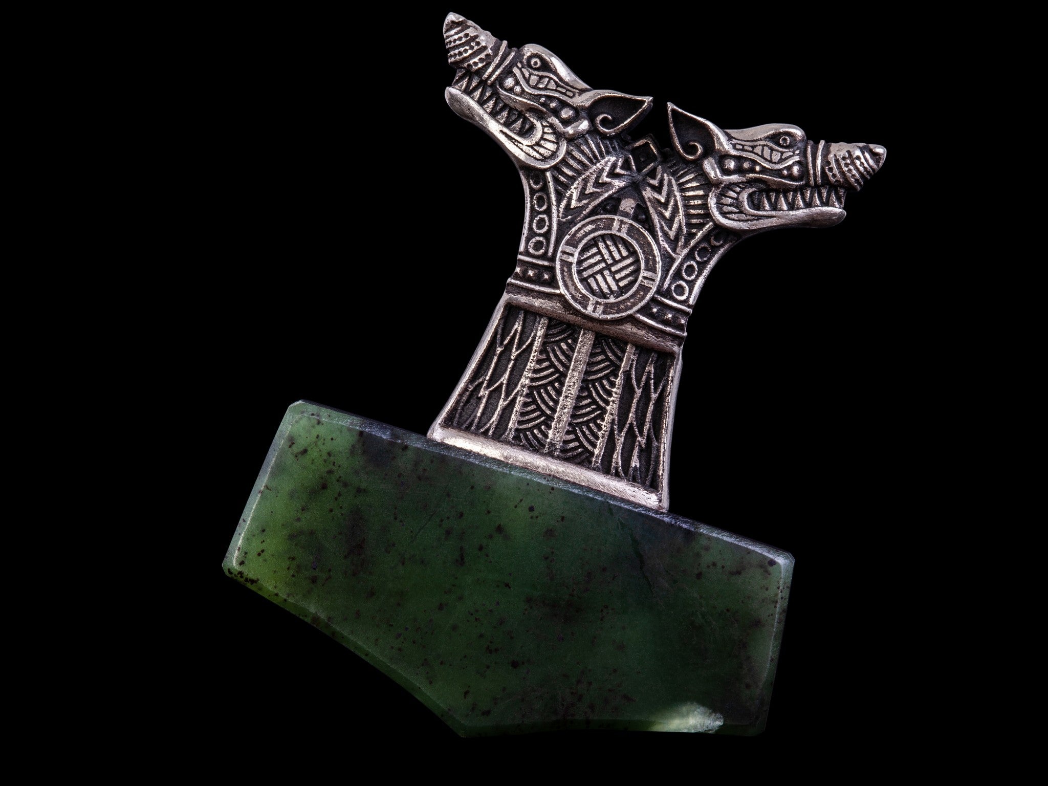 silver and jade wolf mjolnir