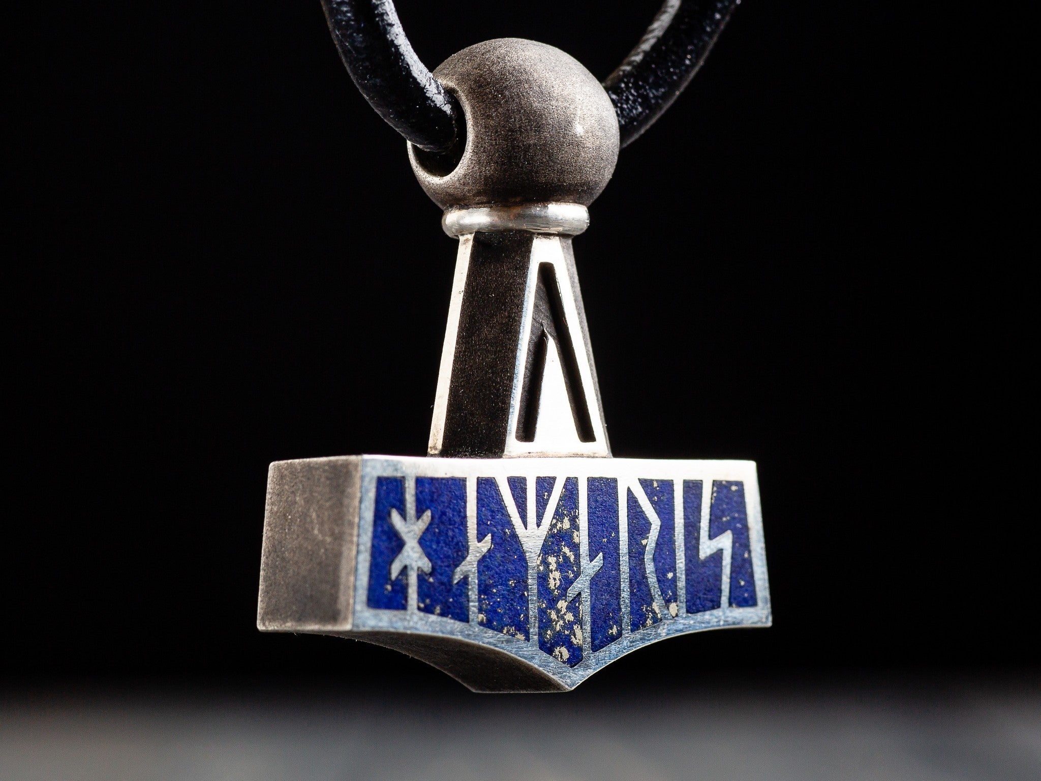 Replica Thor's Hammer Amulet with Lapis Lazuli Runes
