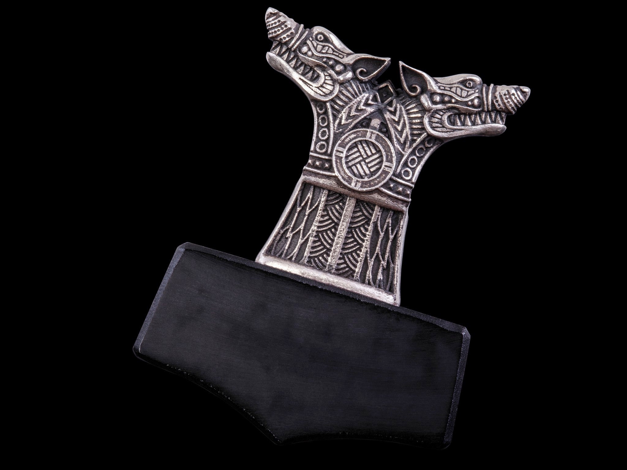 silver wolf mjolnir with black stone