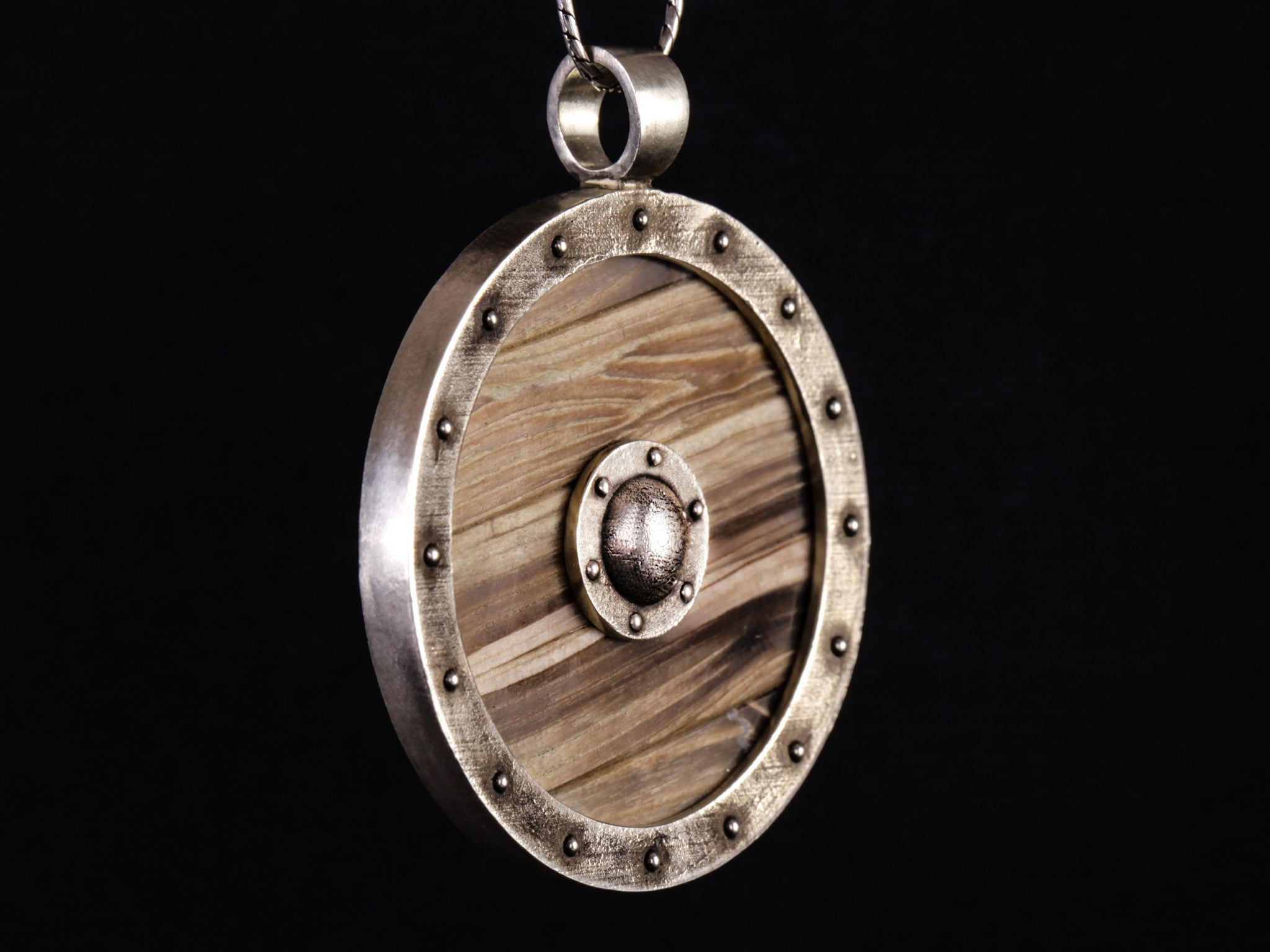 Petrified Wood Shield Necklace